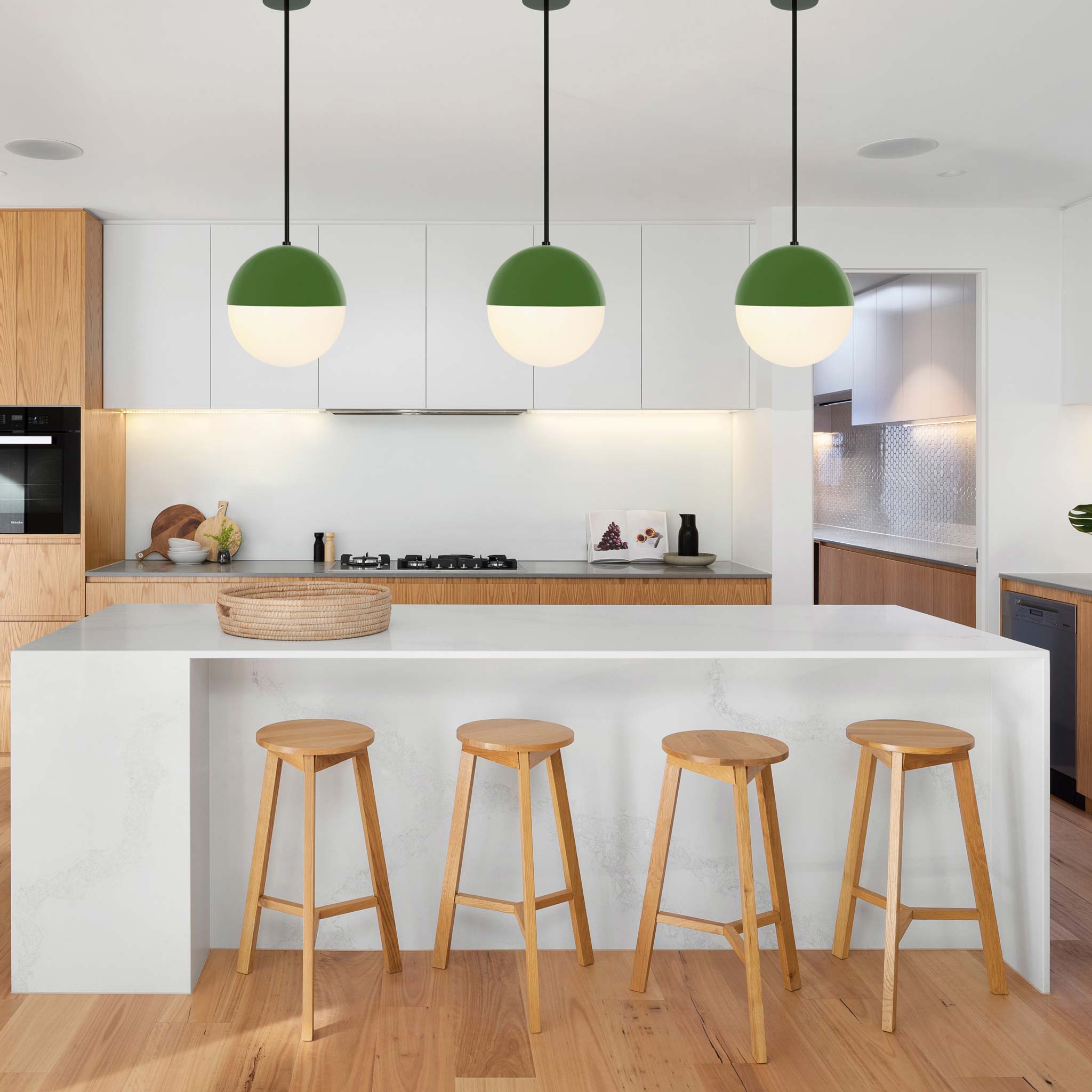 Lure globe pendants green black kitchen island Dutton Brown