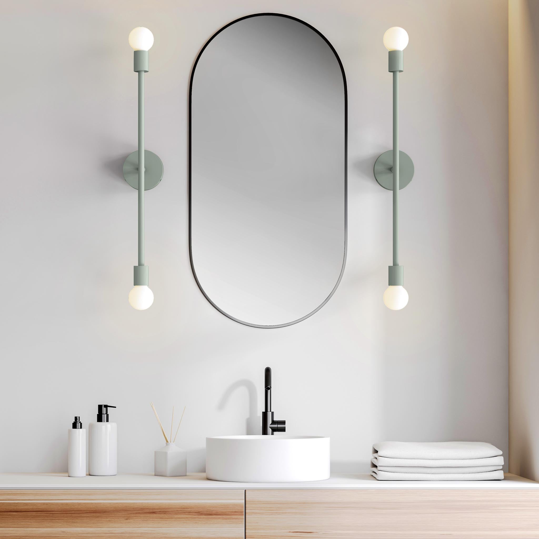 Spa Pilot sconces in modern bathroom Dutton Brown