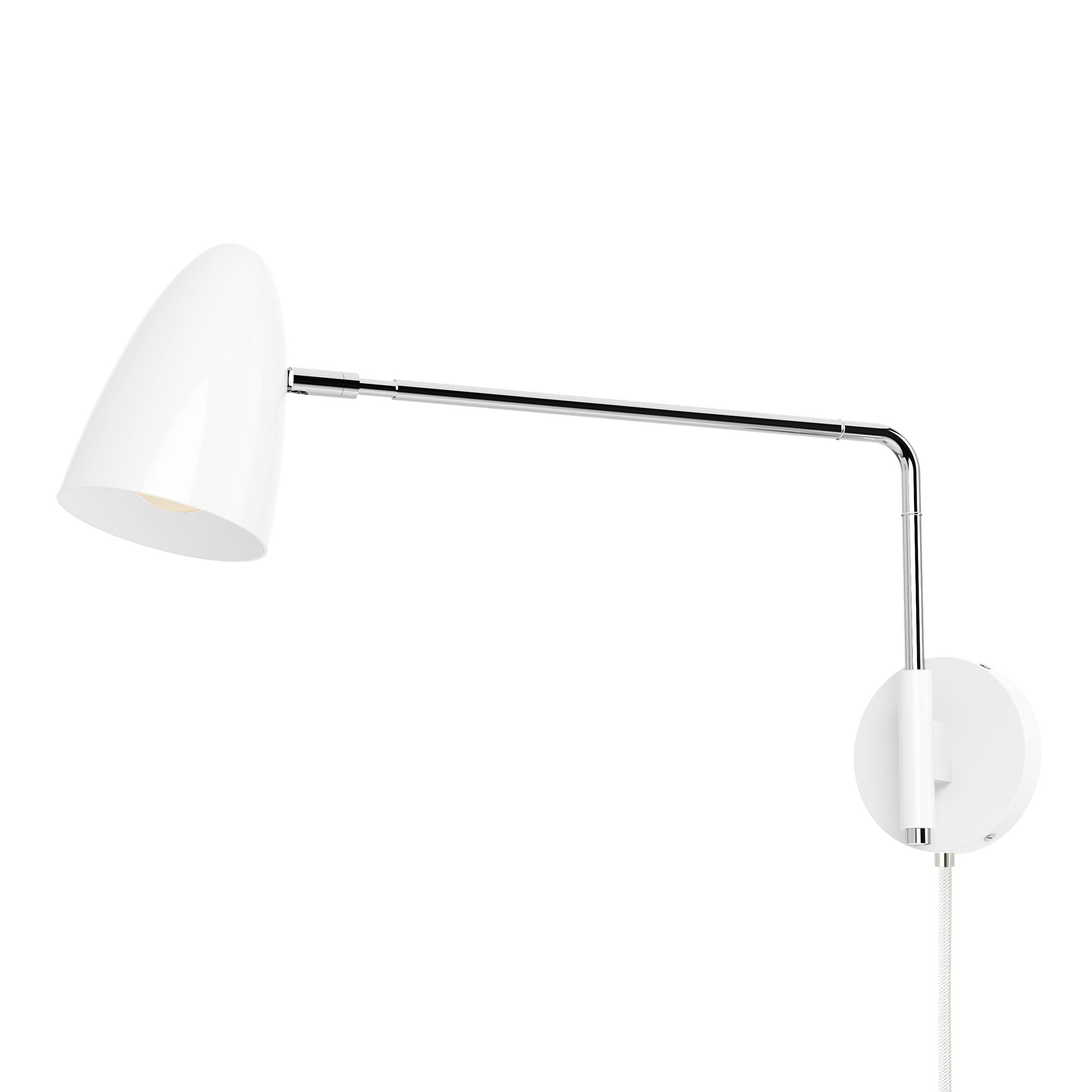 nickel white color boom swing arm plug-in sconce 17" arm dutton brown lighting