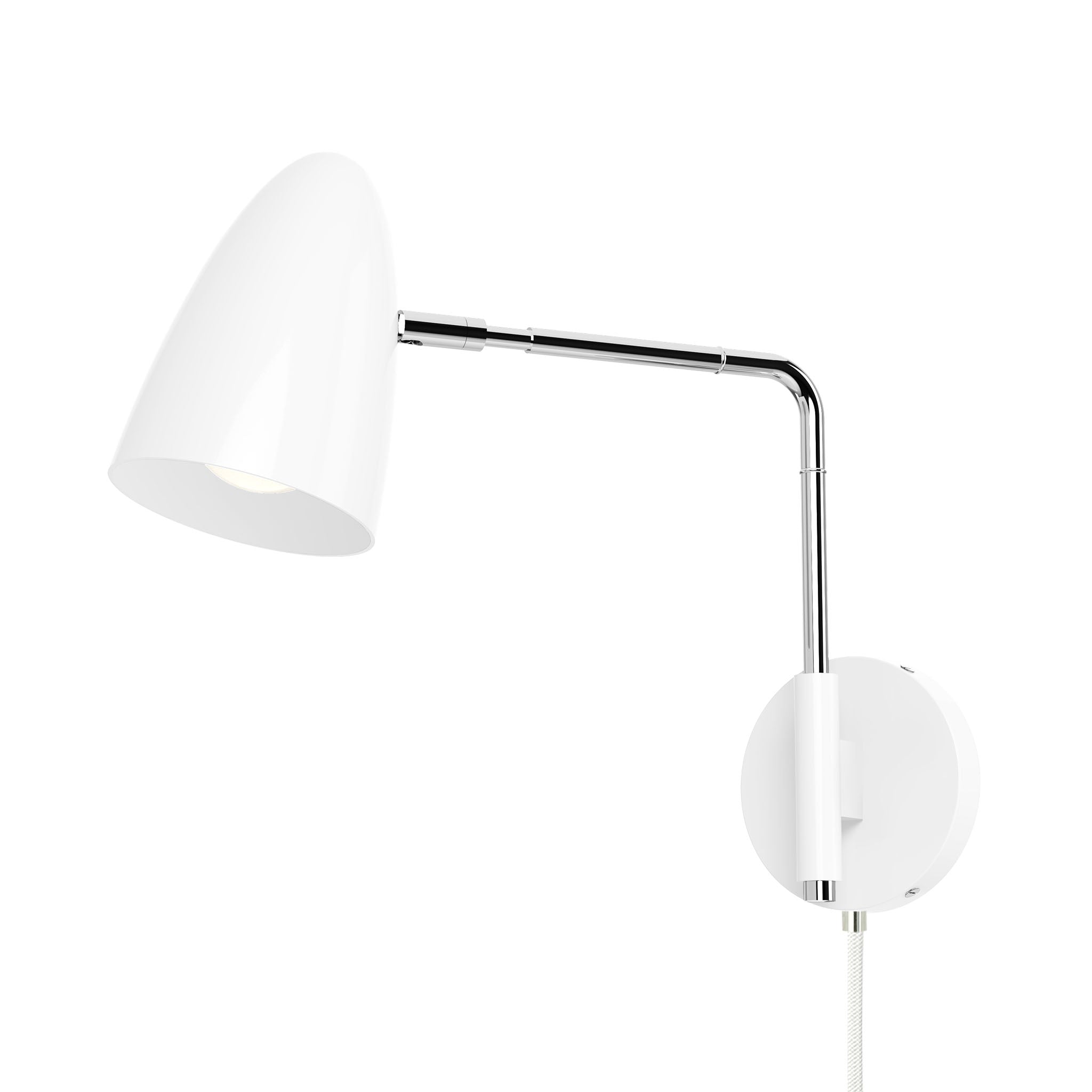 nickel white color boom swing arm plug-in sconce 9" arm dutton brown lighting