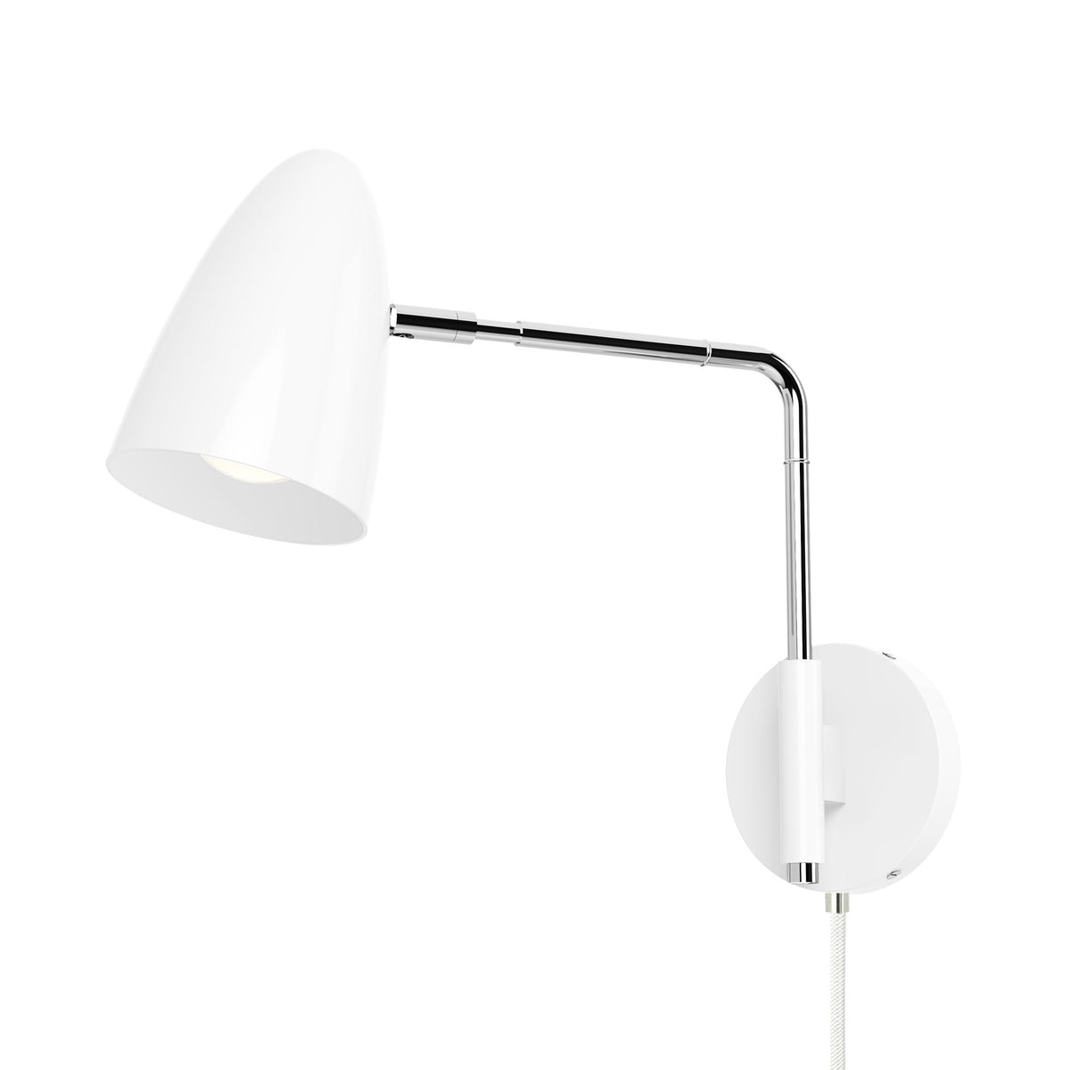 nickel white color boom swing arm plug-in sconce 9" arm dutton brown lighting