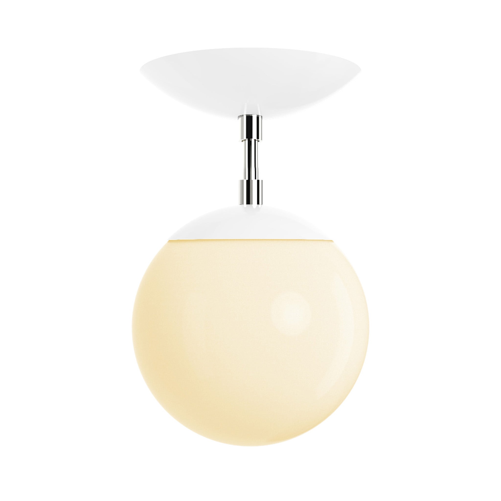 Polished nickel and white cap globe flush mount 6" dutton brown lighting
