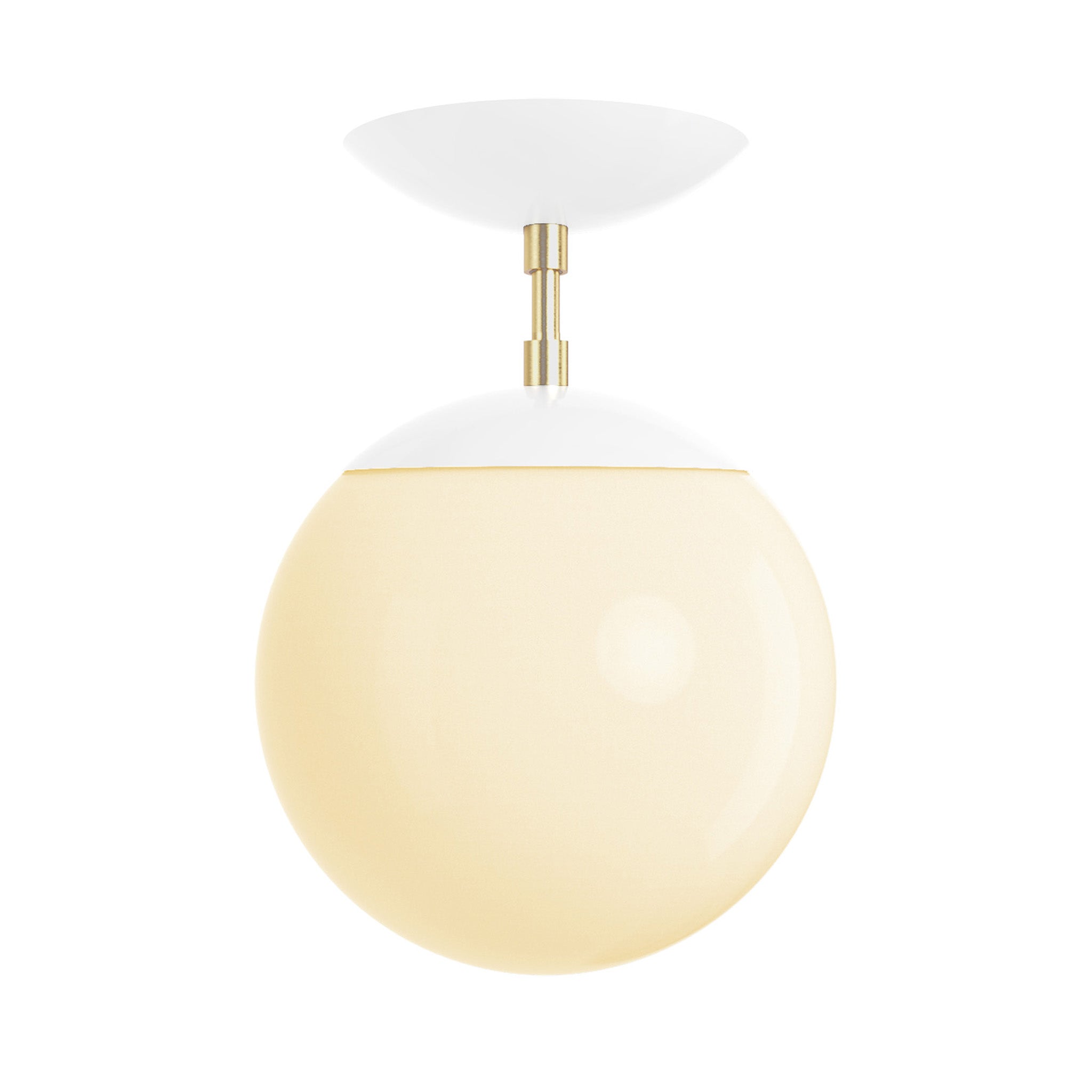 Brass and white cap globe flush mount 8" dutton brown lighting