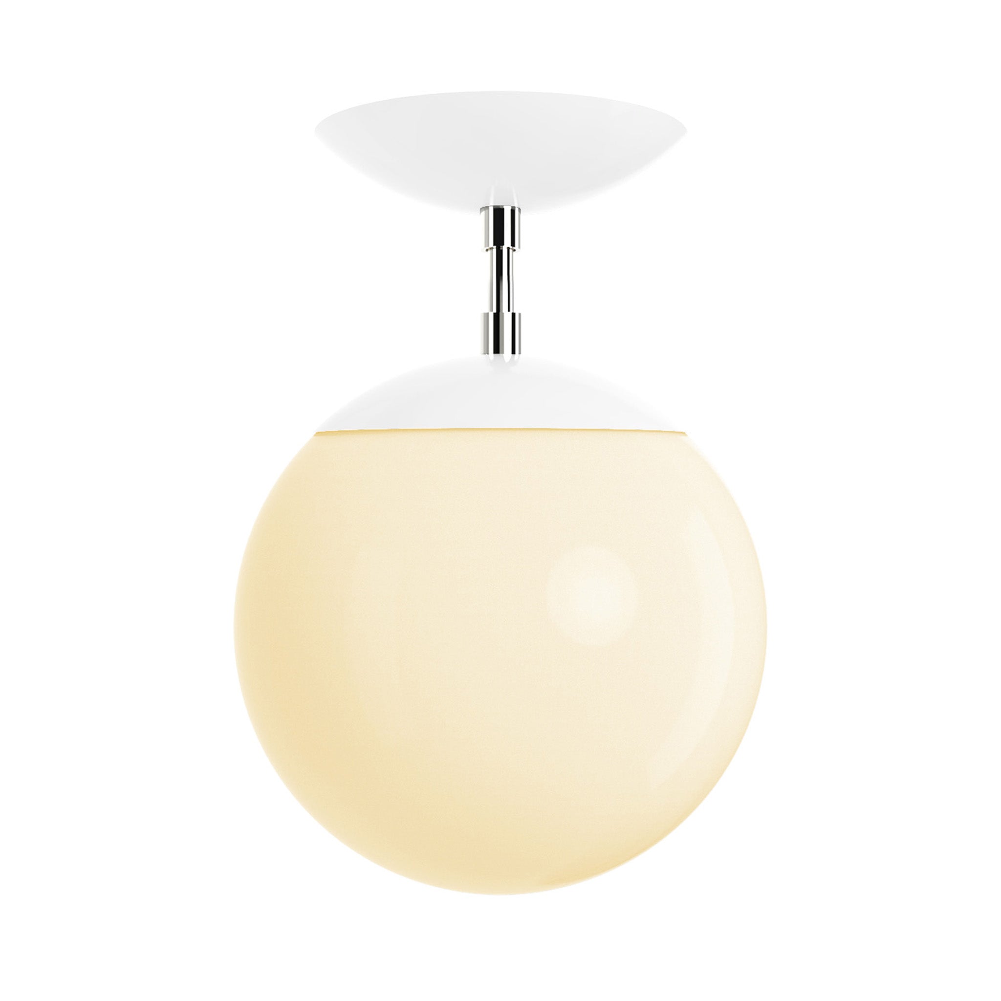 Polished nickel and white cap globe flush mount 8" dutton brown lighting