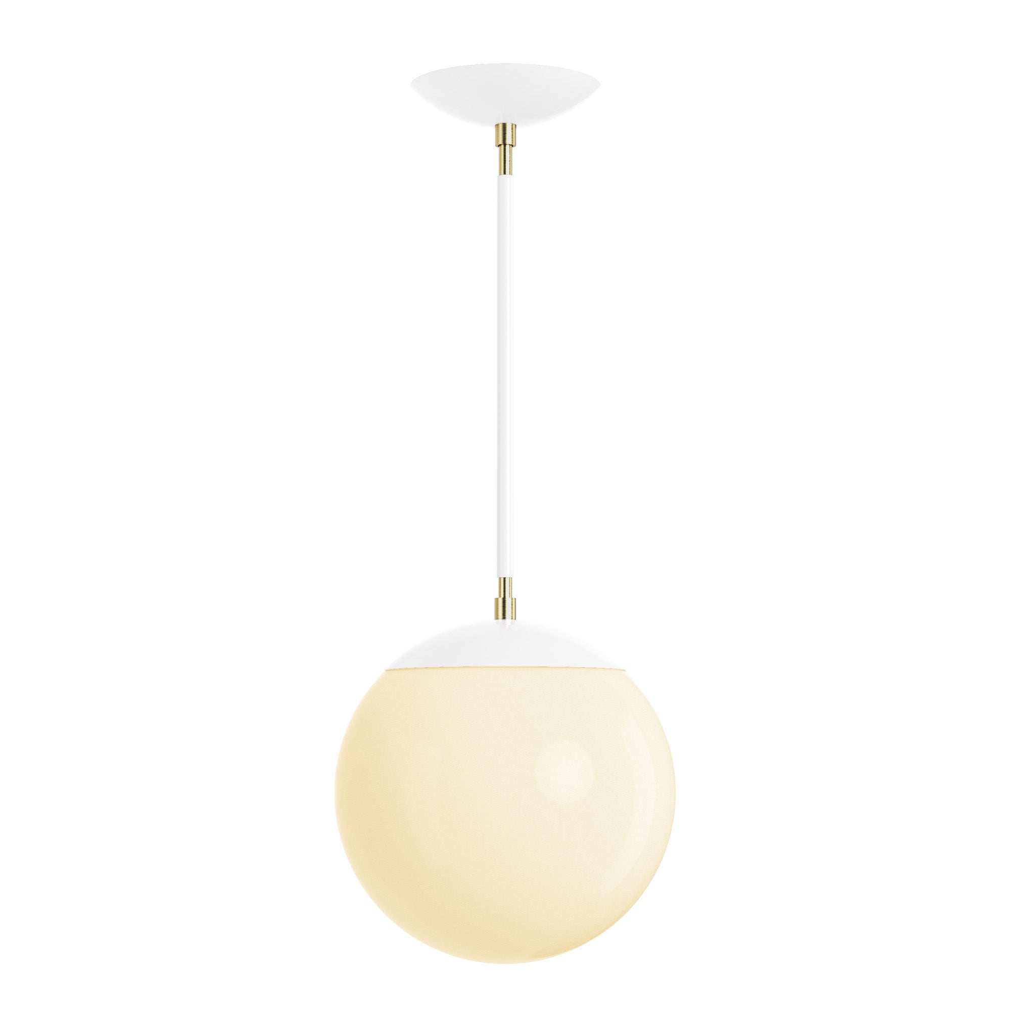 Brass and white cap globe pendant 10" dutton brown lighting