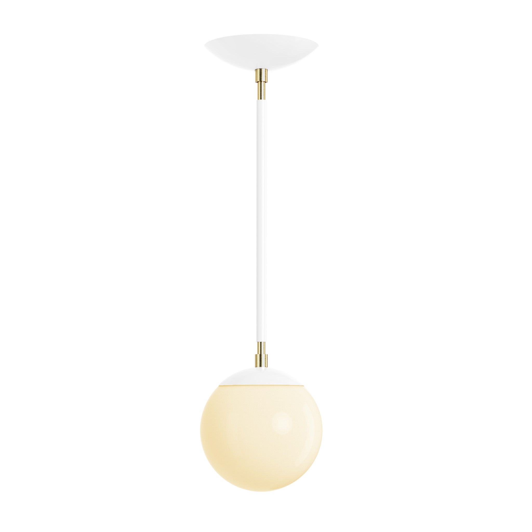 Brass and white cap globe pendant 6" Dutton Brown lighting