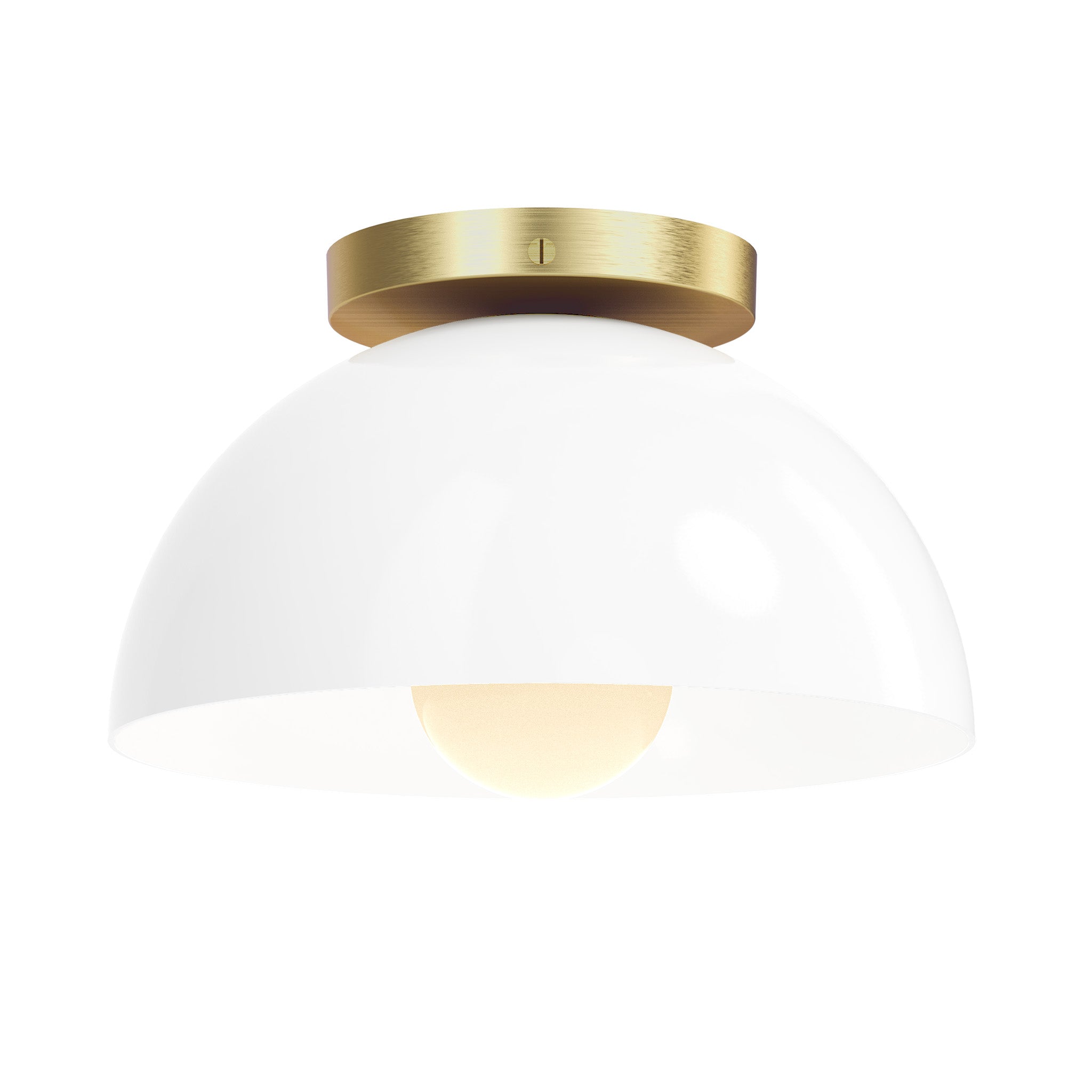 brass and white color Hemi flush mount 10" Dutton Brown lighting