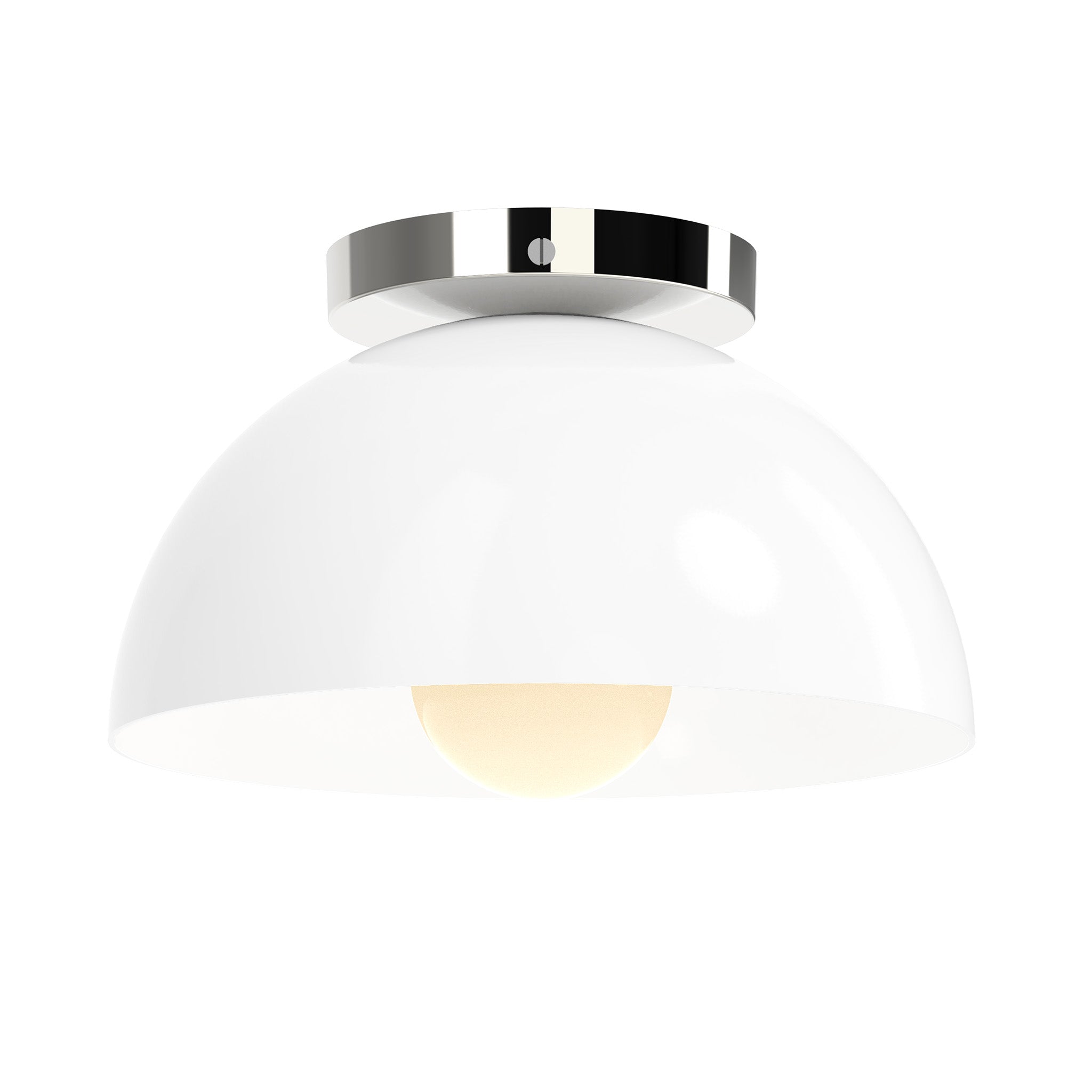 Nickel and white color Hemi flush mount 10" Dutton Brown lighting