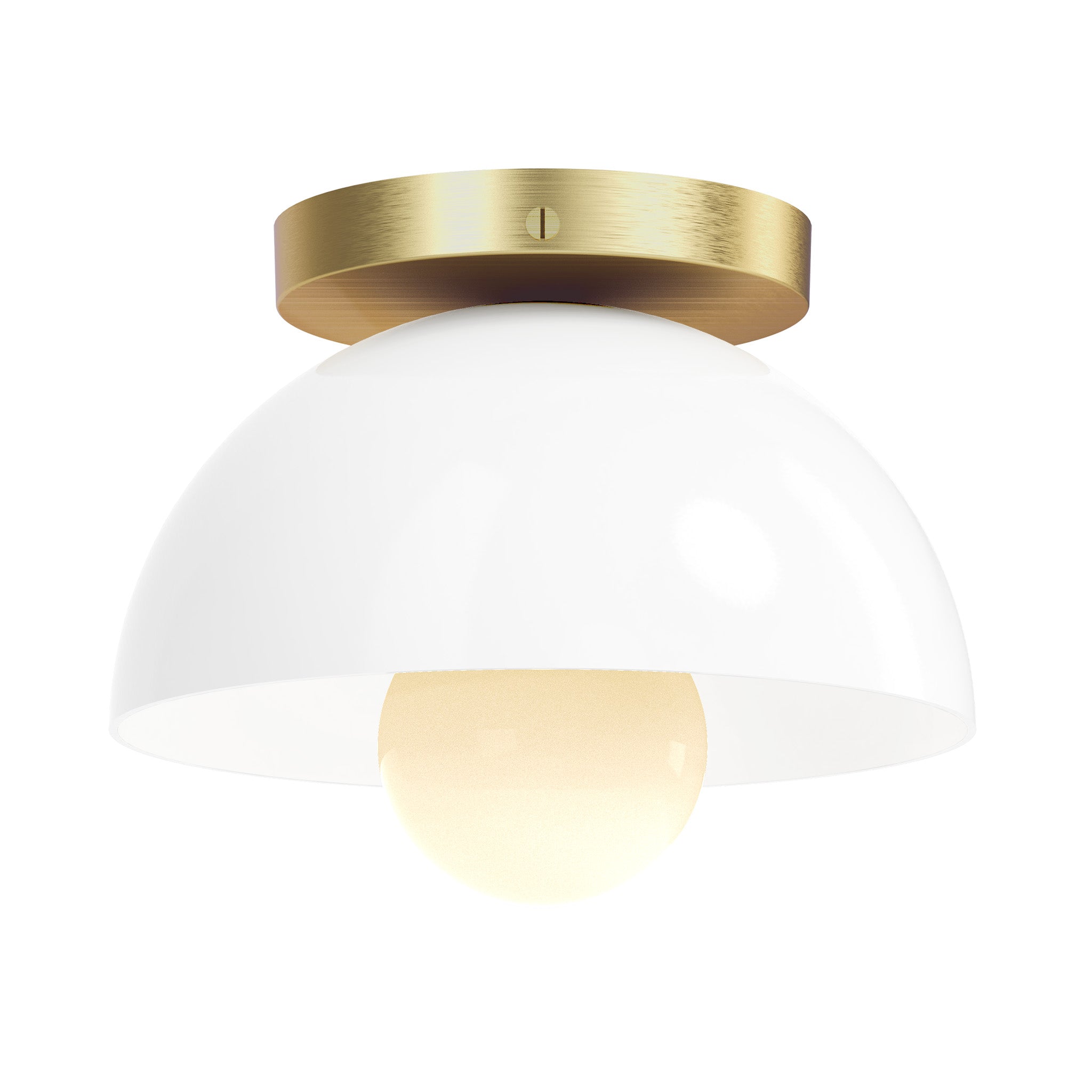 Brass and white color Hemi flush mount 8" Dutton Brown lighting