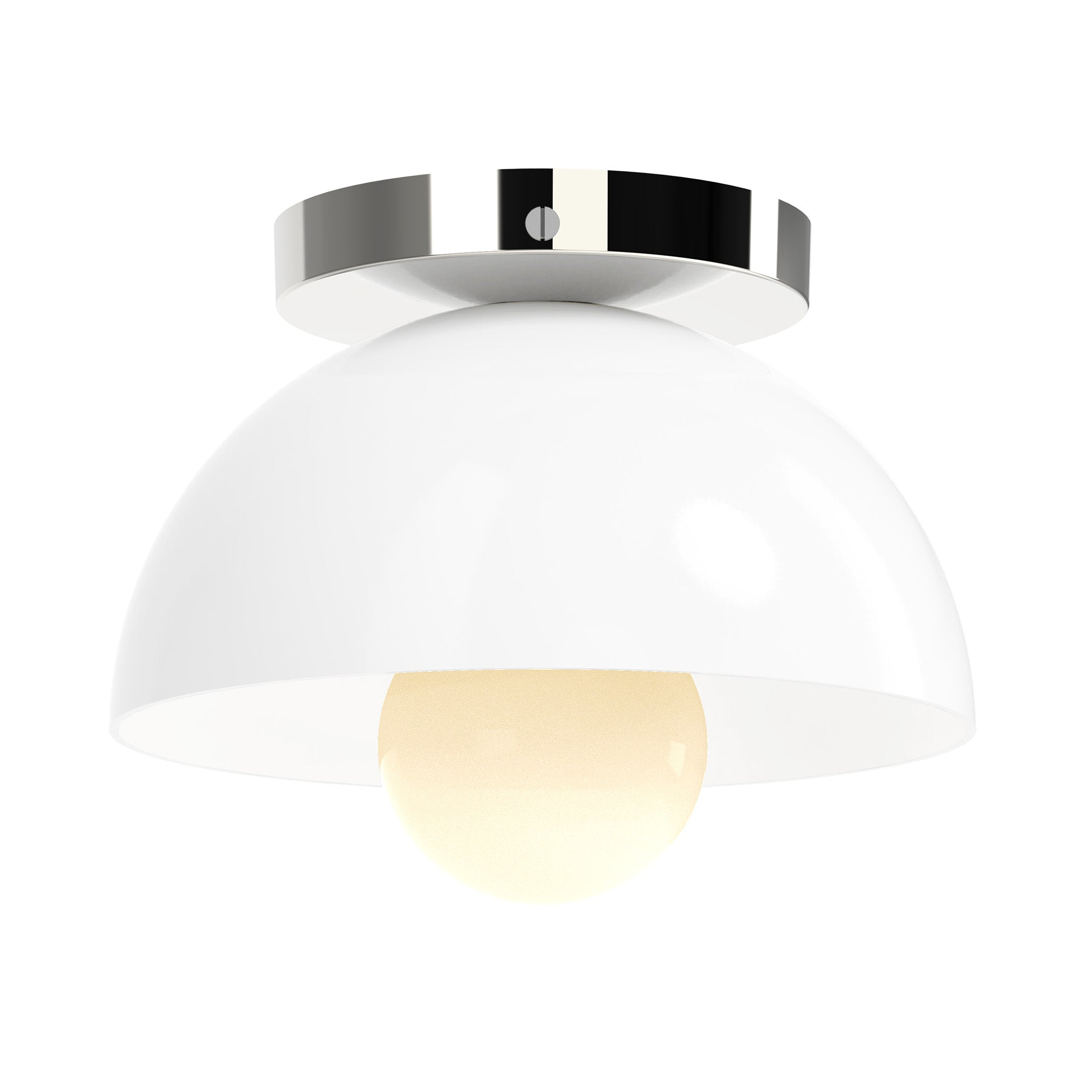 Nickel and white color Hemi flush mount 8" Dutton Brown lighting