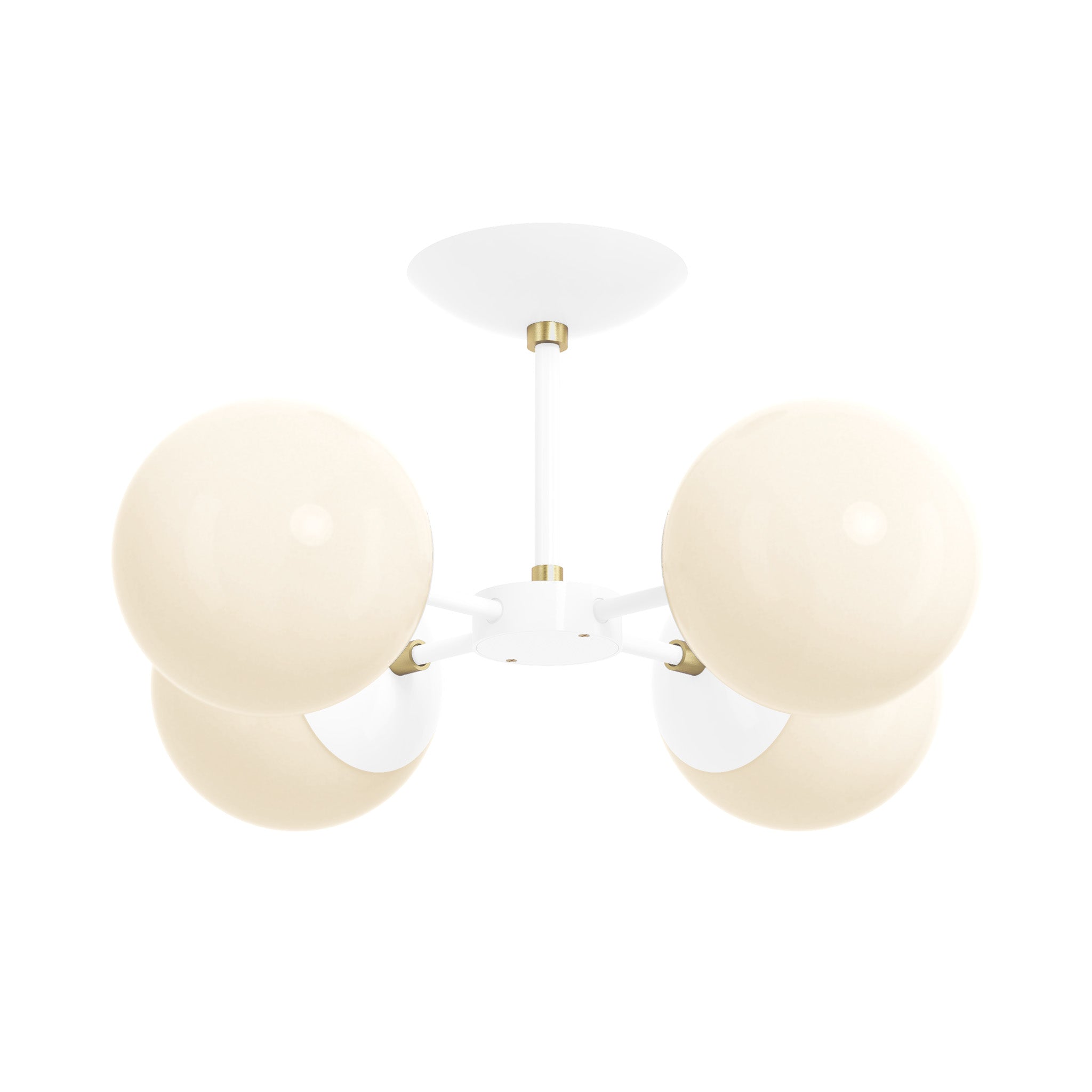 Brass and white color orbi flush mount dutton brown lighting