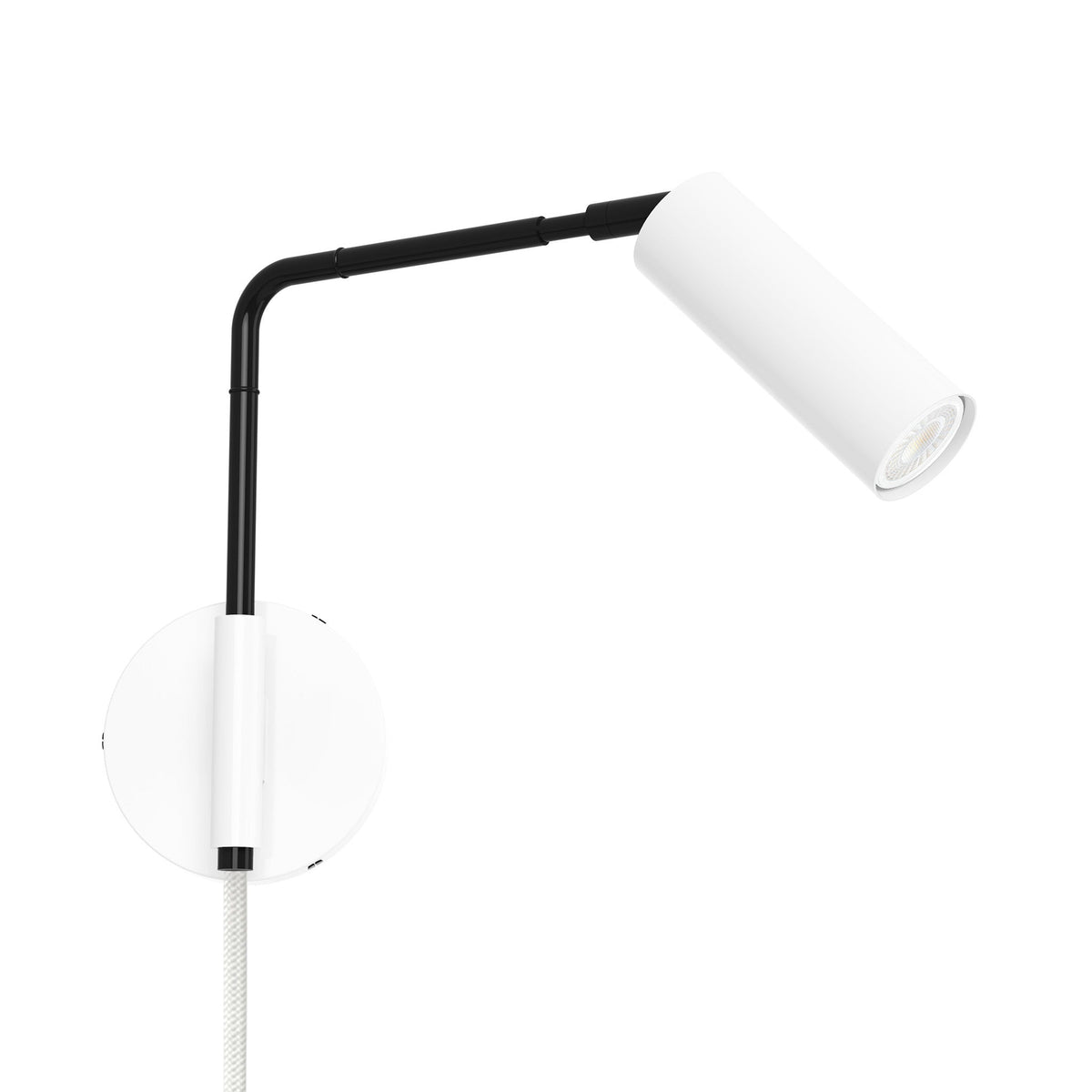 black white color reader swing arm plug-in sconce - 9" arm dutton brown lighting