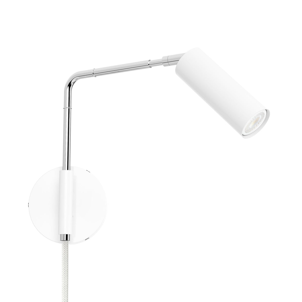 nickel white color reader swing arm plug-in sconce - 9" arm dutton brown lighting