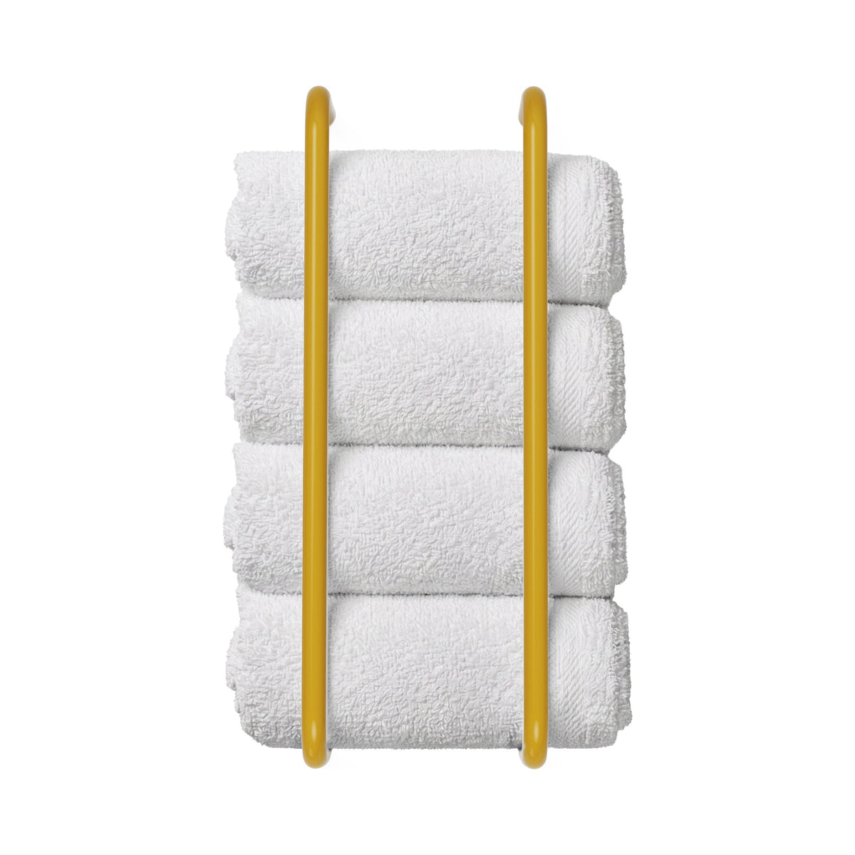 Ochre color Beyond towel rack Dutton Brown hardware