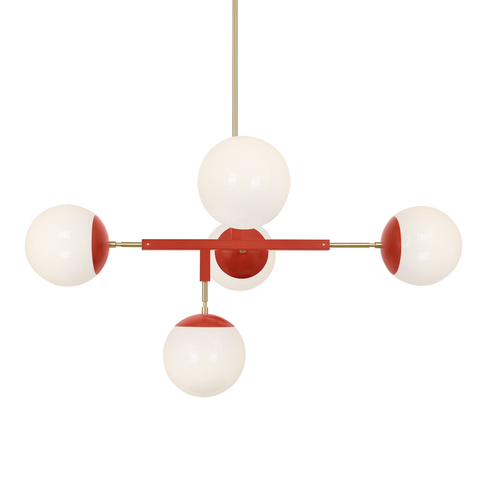 Brass and riding hood red color Big Prisma chandelier 42" Dutton Brown lighting