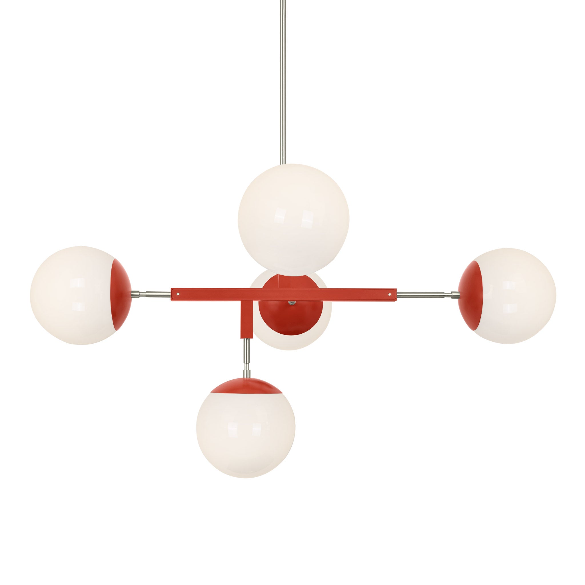 Nickel and riding hood red color Big Prisma chandelier 42" Dutton Brown lighting
