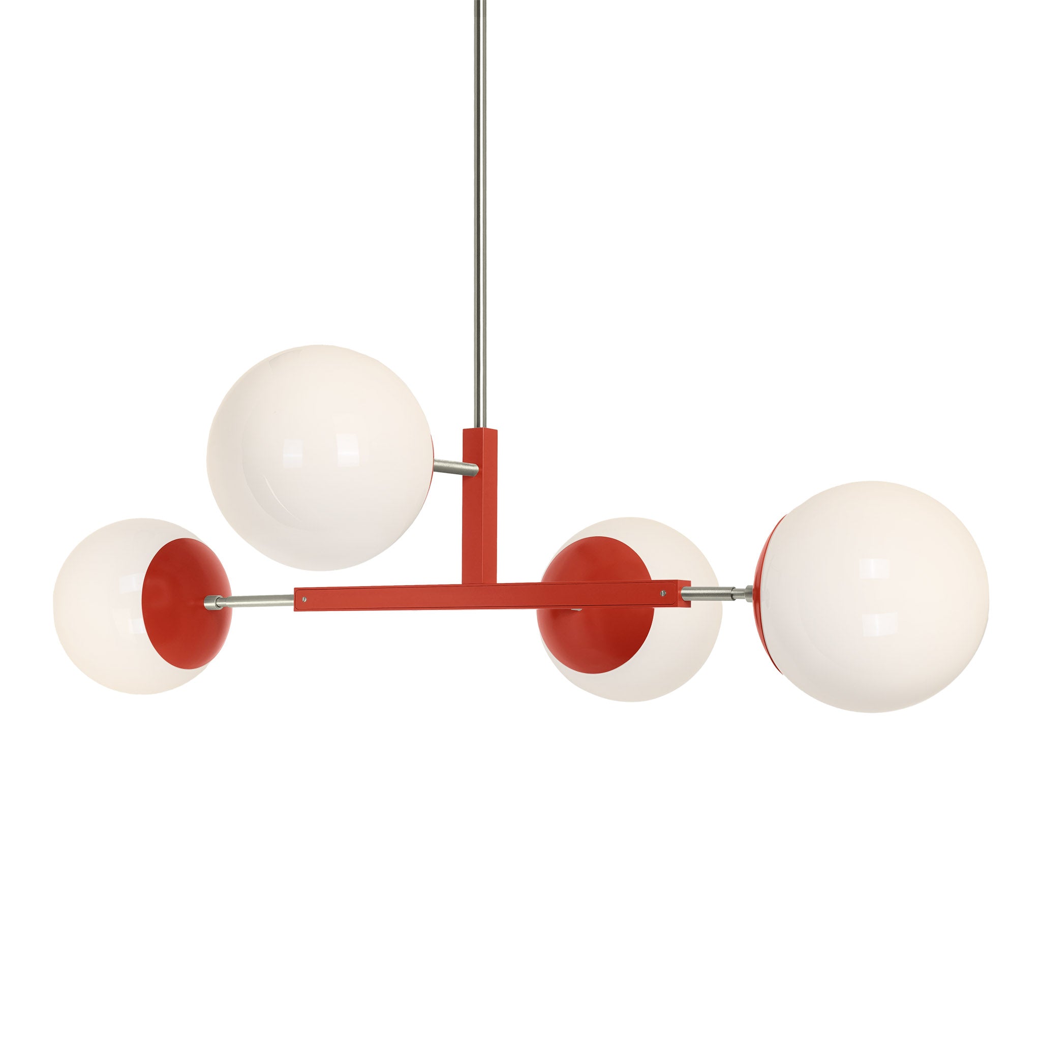 Nickel and riding hood red color Big Status chandelier 42" Dutton Brown lighting