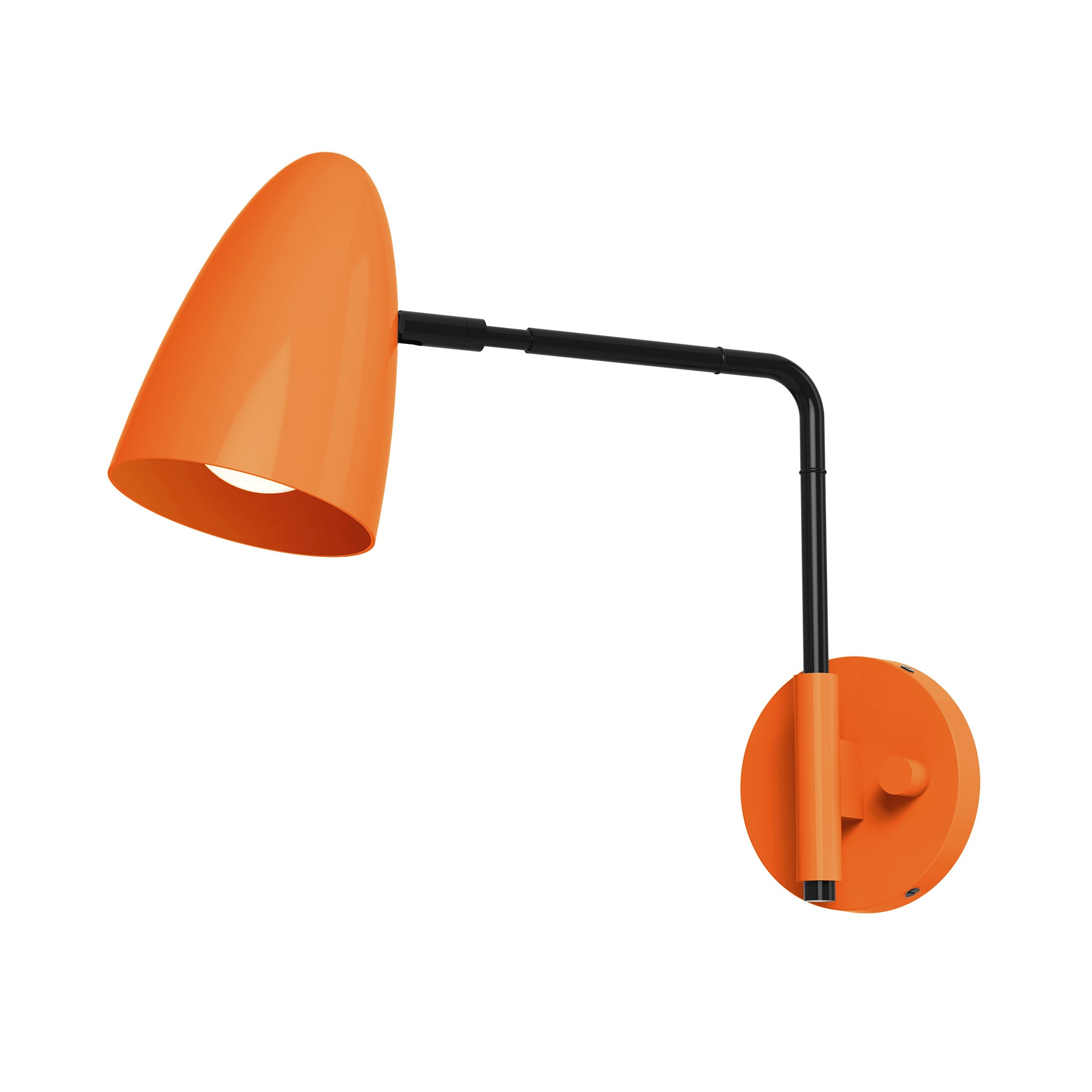 black orange color boom swing arm sconce - 9" arm dutton brown lighting