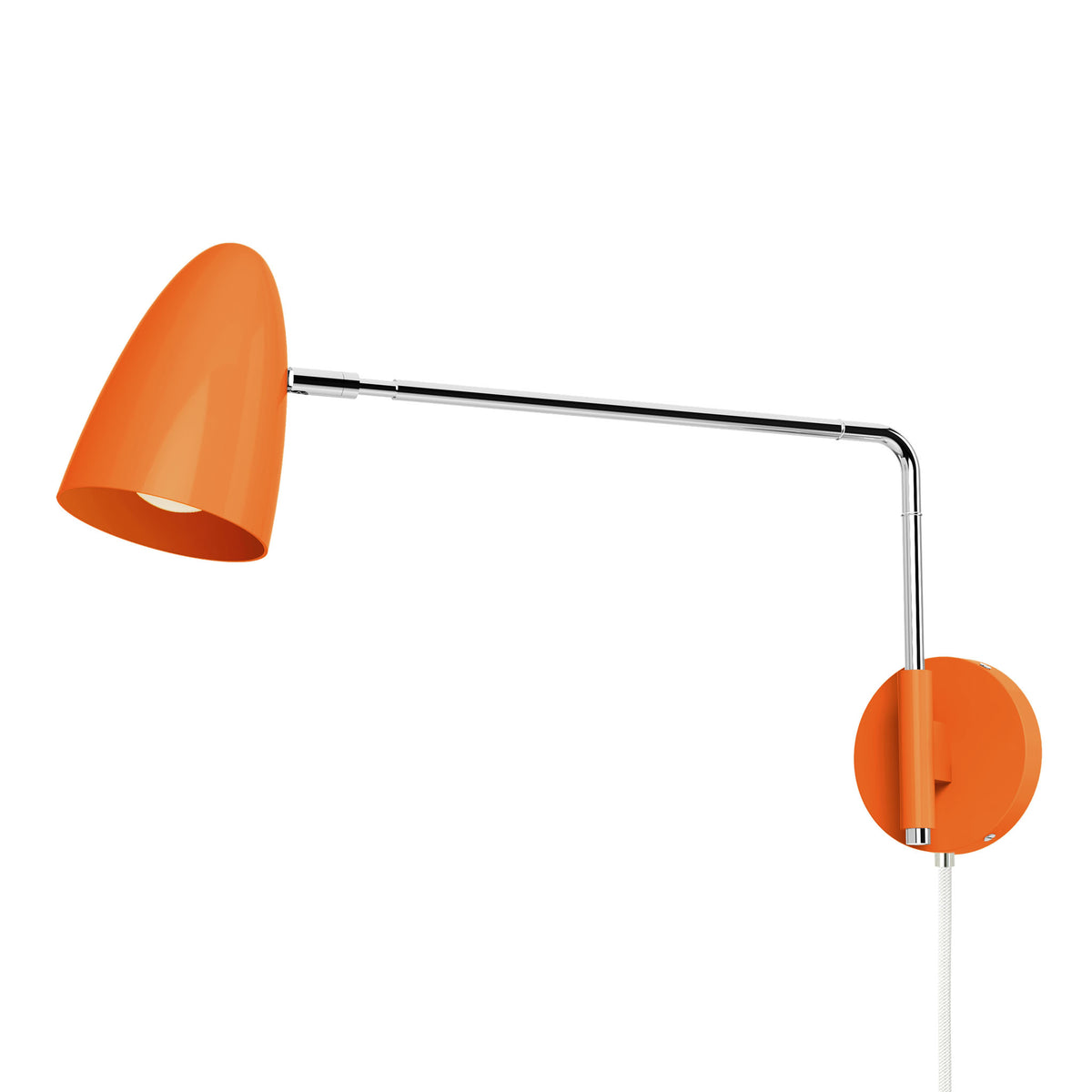 nickel orange color boom swing arm plug-in sconce 17" arm dutton brown lighting
