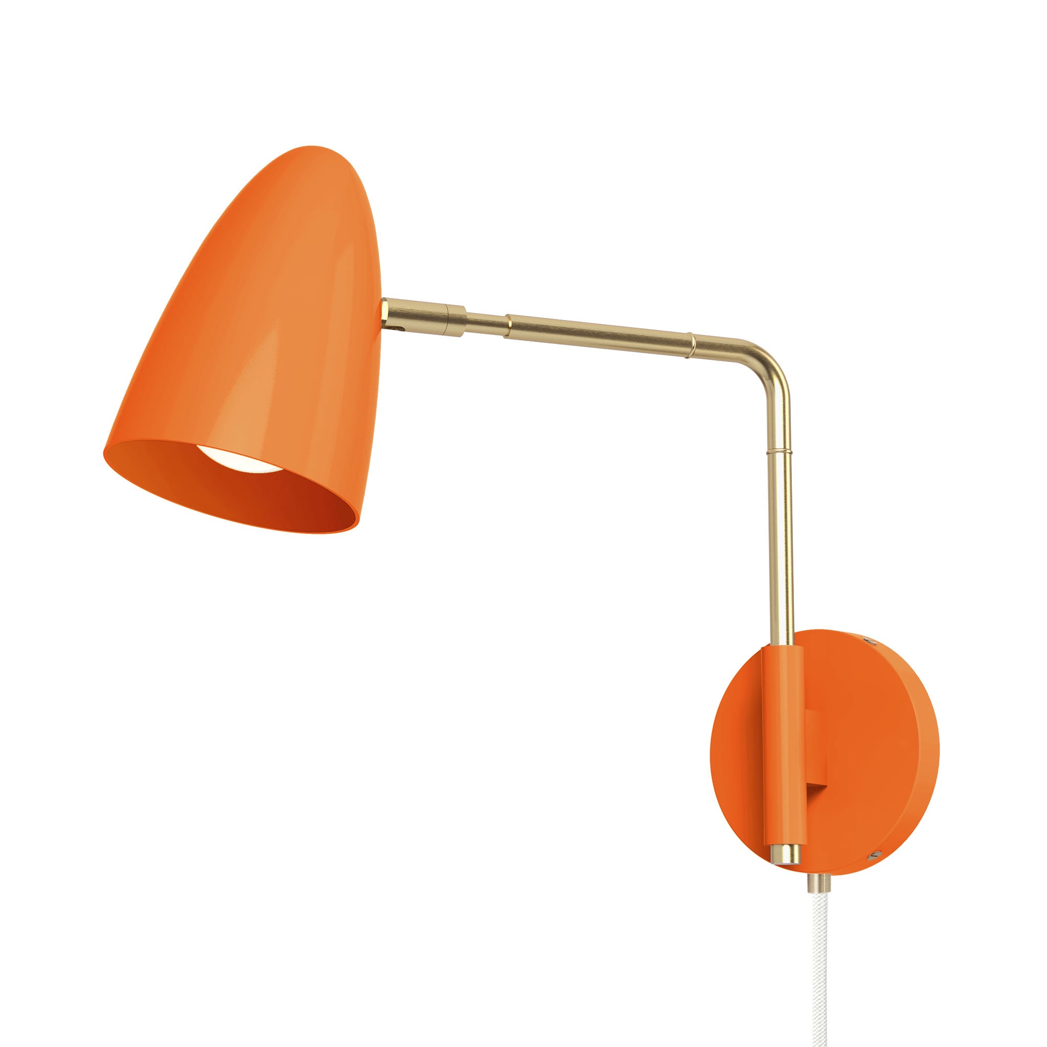brass orange color boom swing arm plug-in sconce 9" arm dutton brown lighting