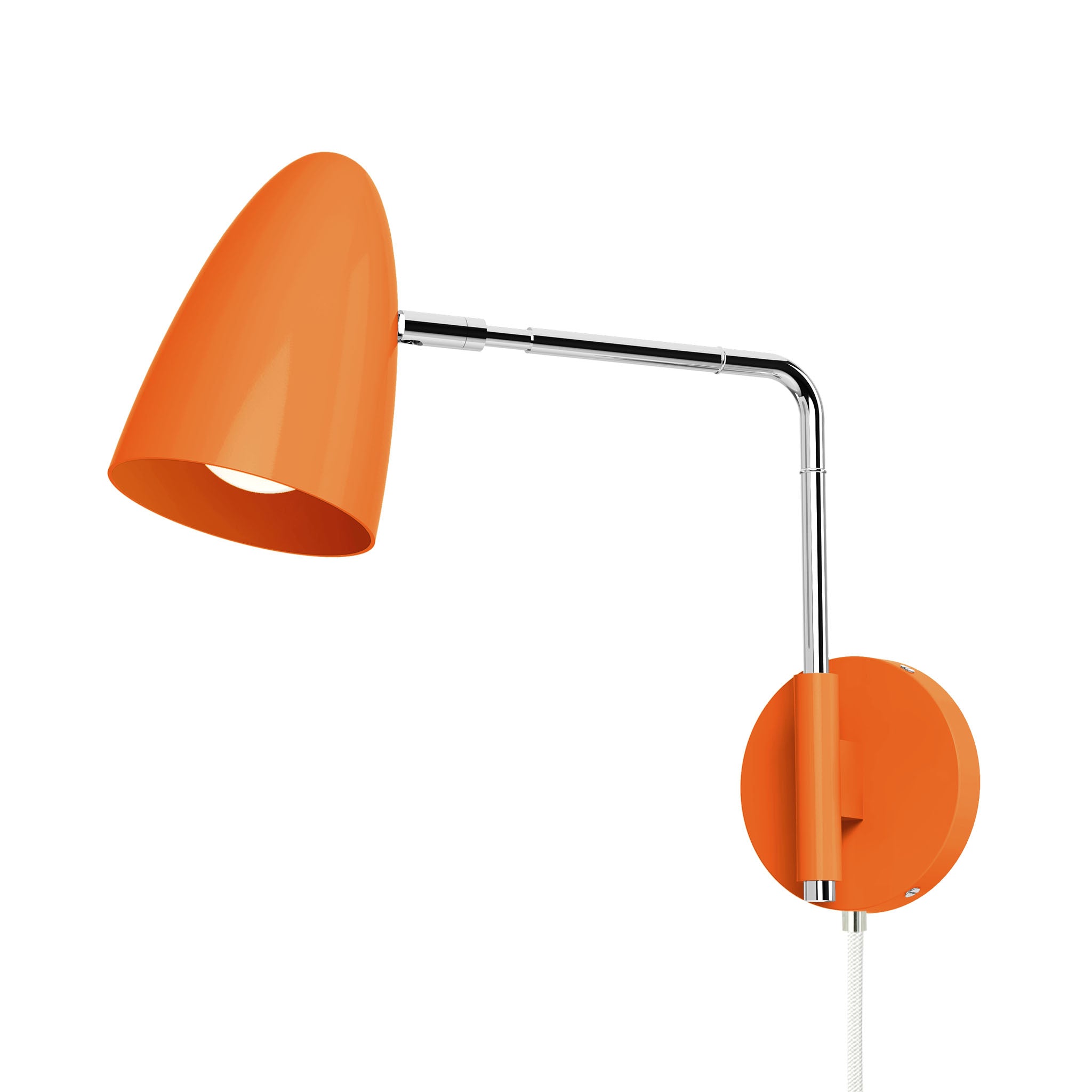 nickel orange color boom swing arm plug-in sconce 9" arm dutton brown lighting