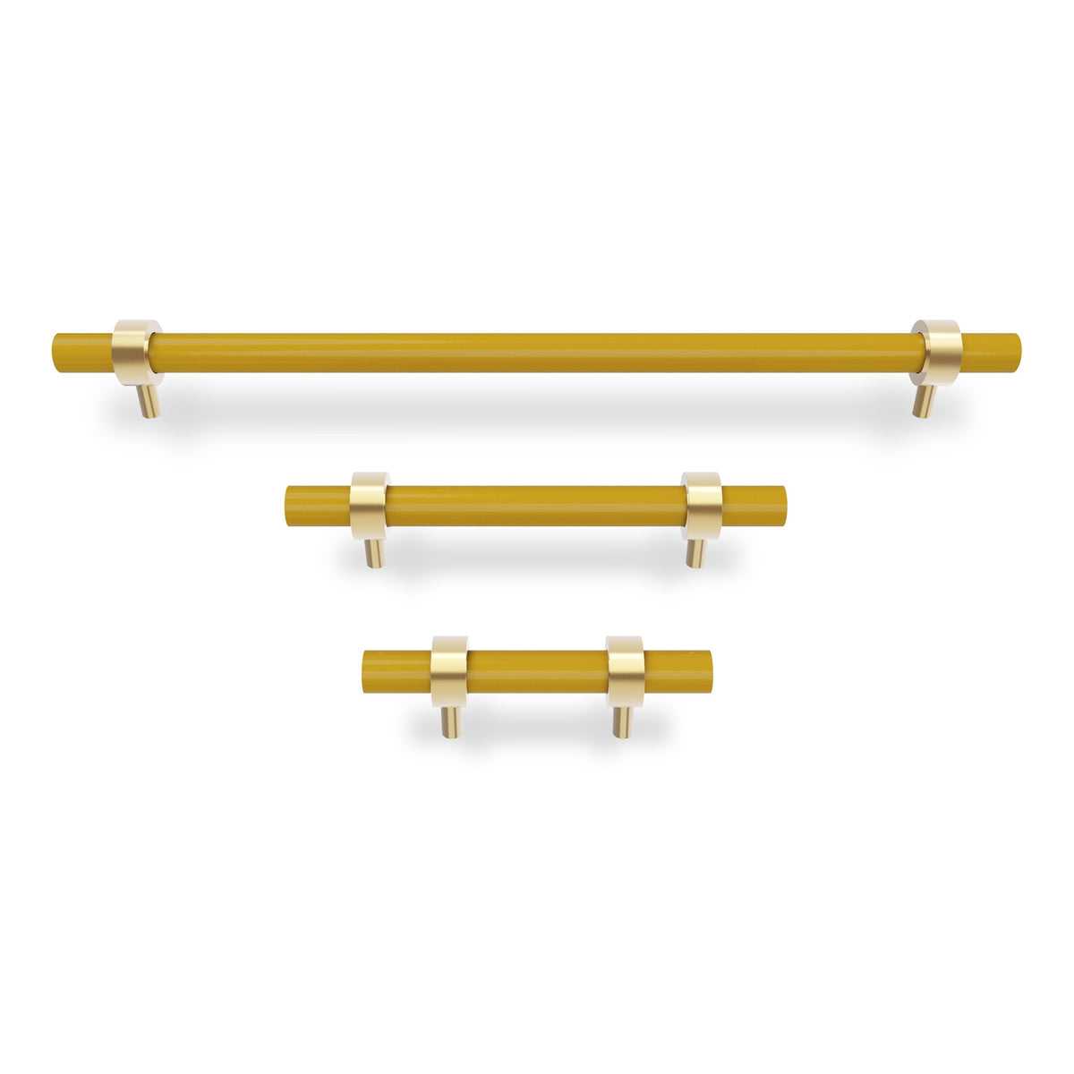 Brass and ochre color Caliber pull Dutton Brown hardware