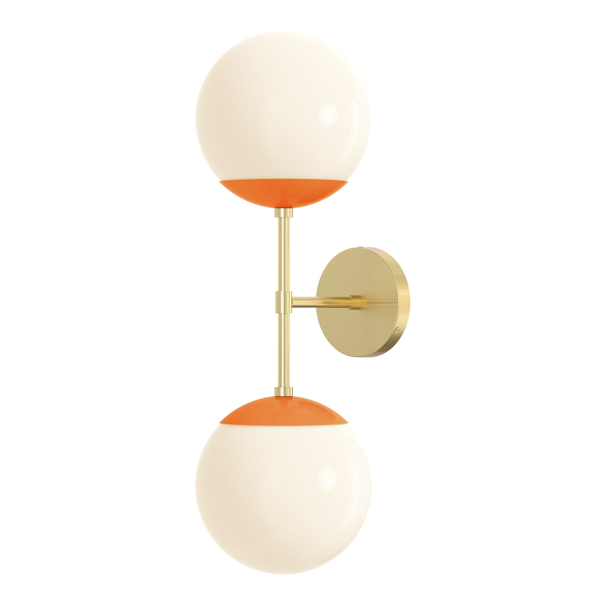 brass orange color cap double sconce 8" dutton brown lighting