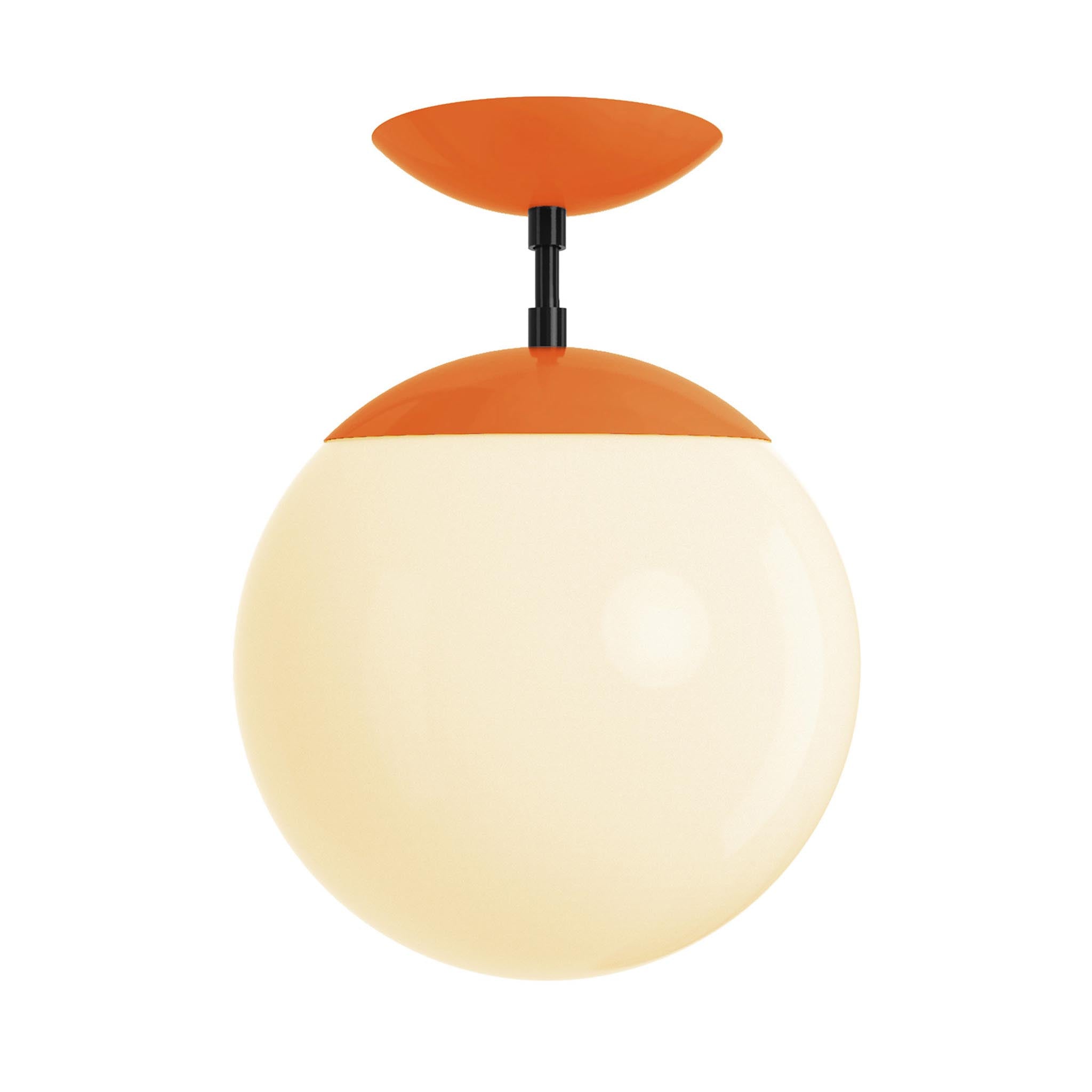 Black and orange cap globe flush mount 10" dutton brown lighting