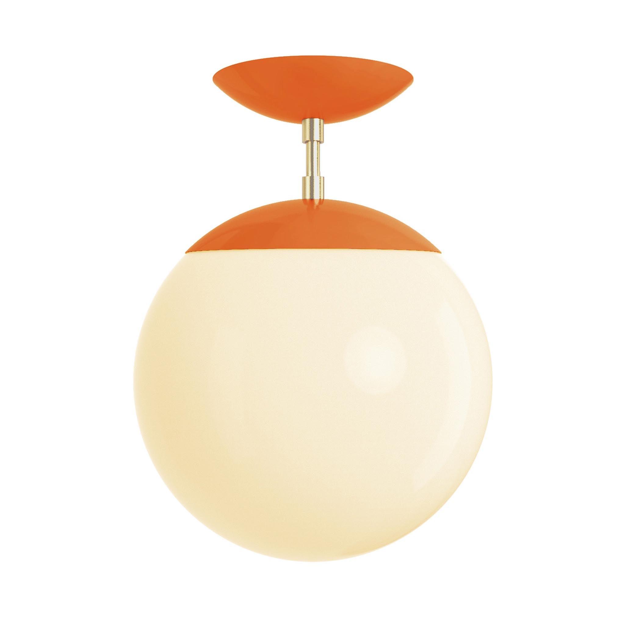 Brass and orange cap globe flush mount 10" dutton brown lighting