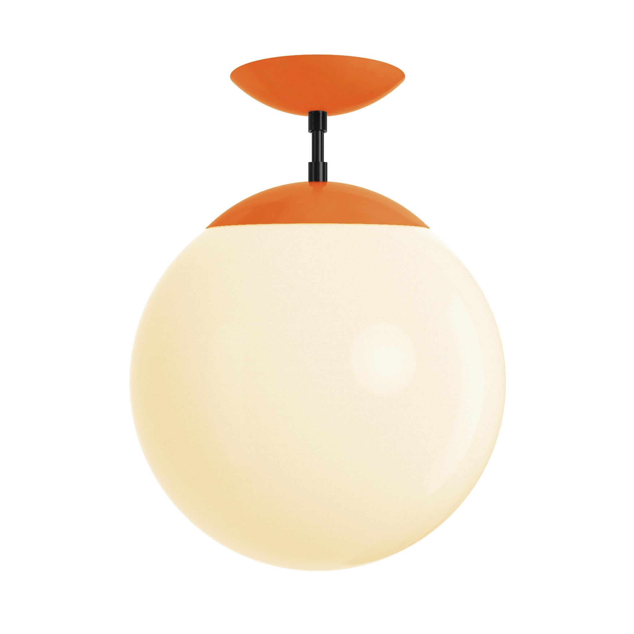Black and orange cap white globe flush mount 12" dutton brown lighting
