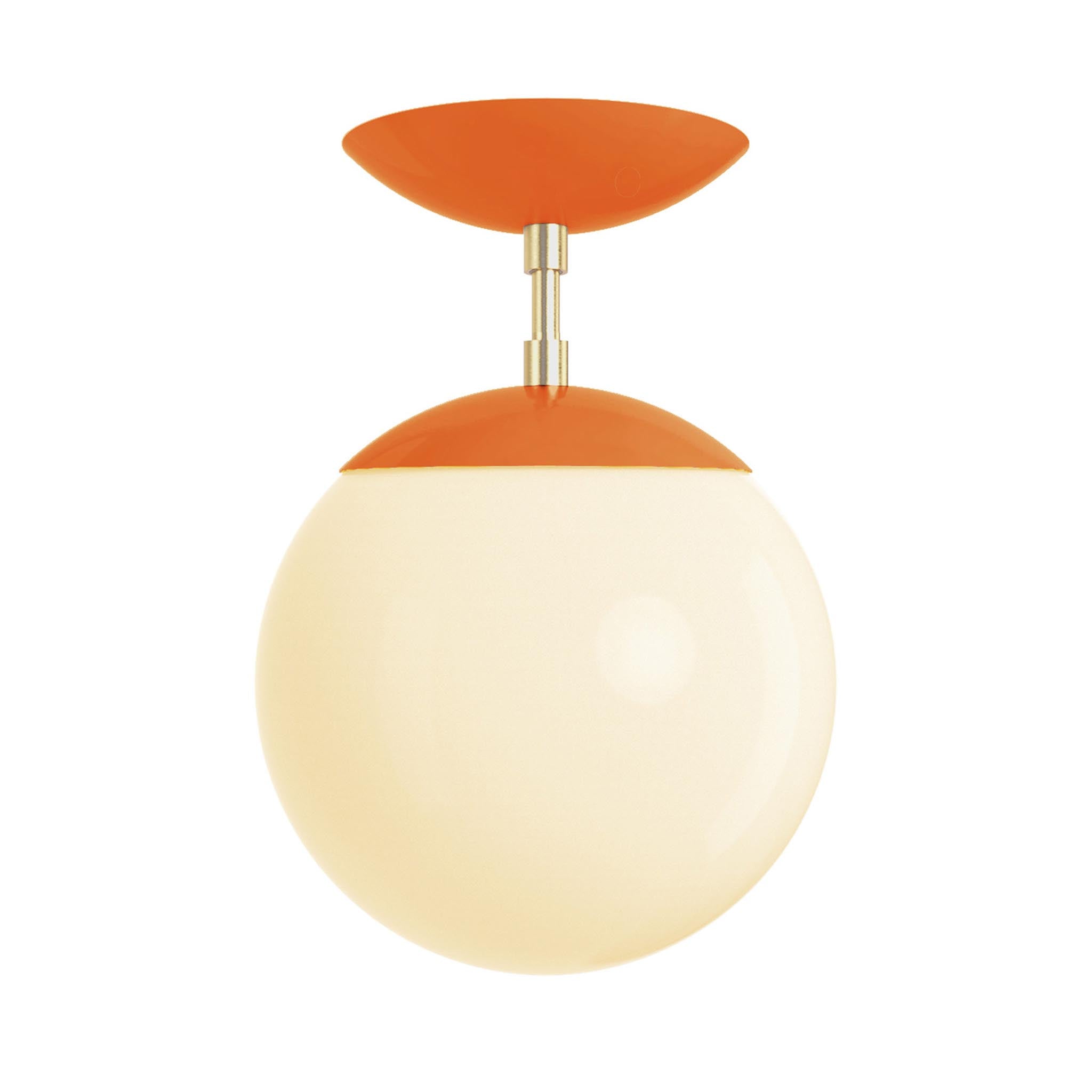 Brass and orange cap globe flush mount 8" dutton brown lighting