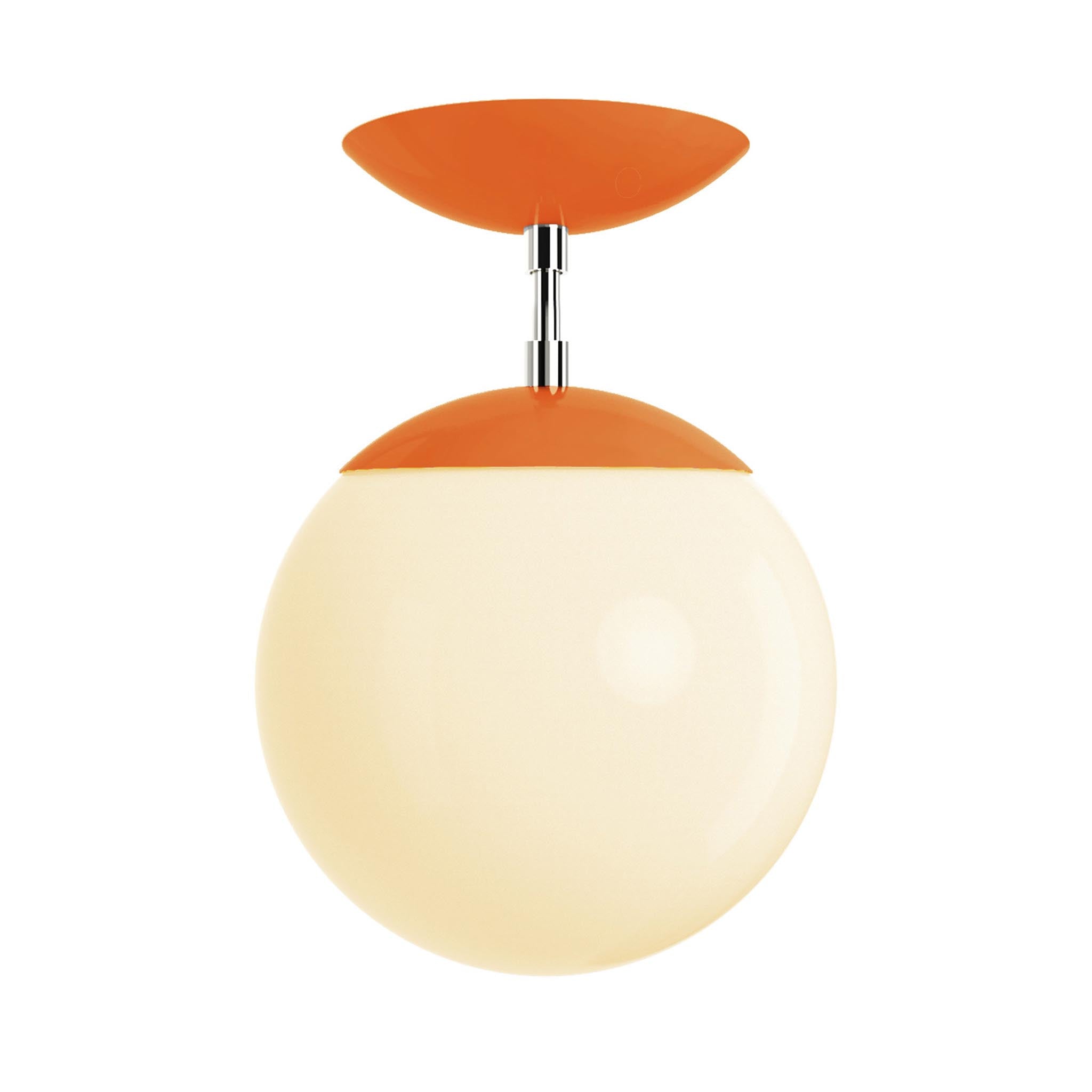 Polished nickel and orange cap globe flush mount 8" dutton brown lighting