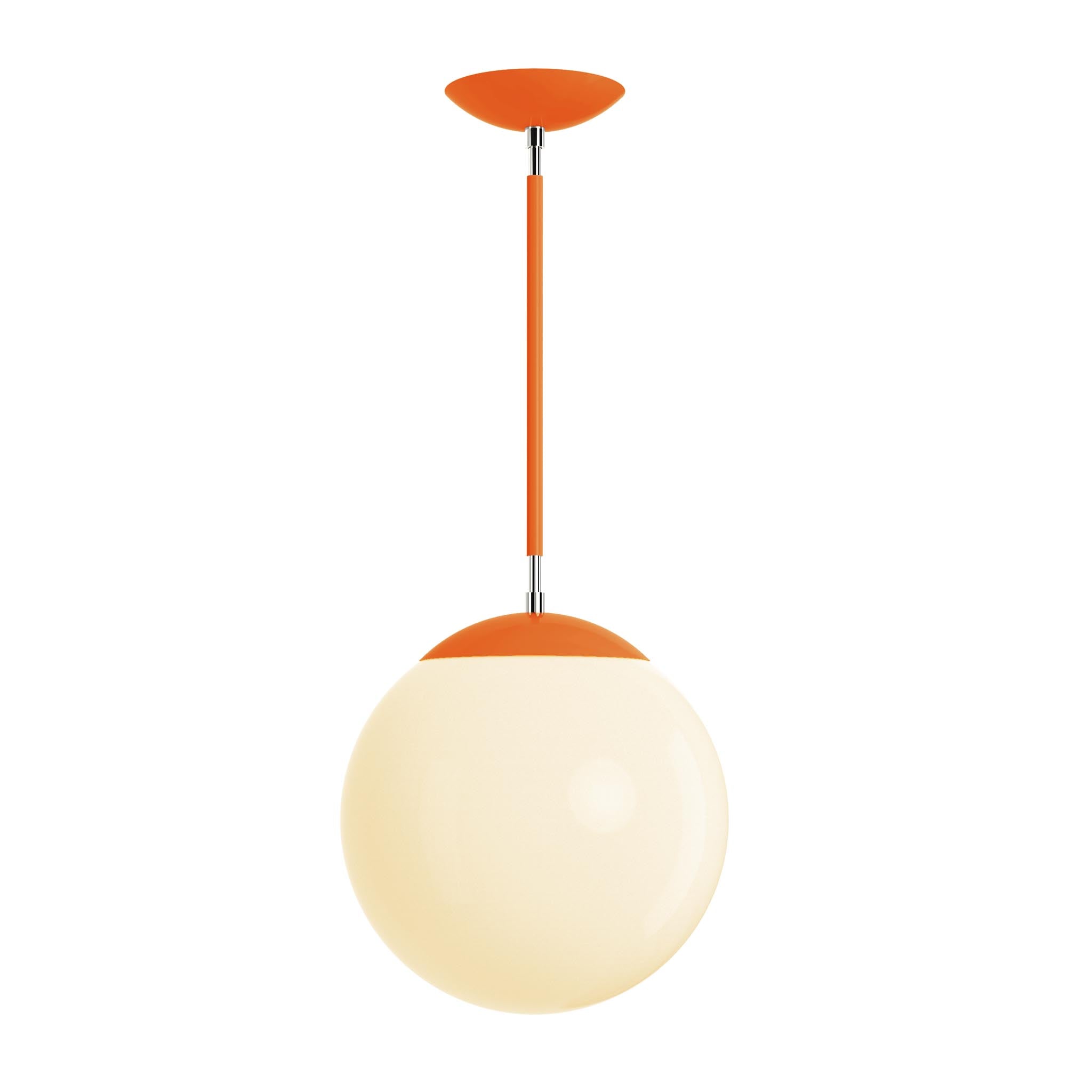 Polished nickel and orange cap globe pendant 12" dutton brown lighting