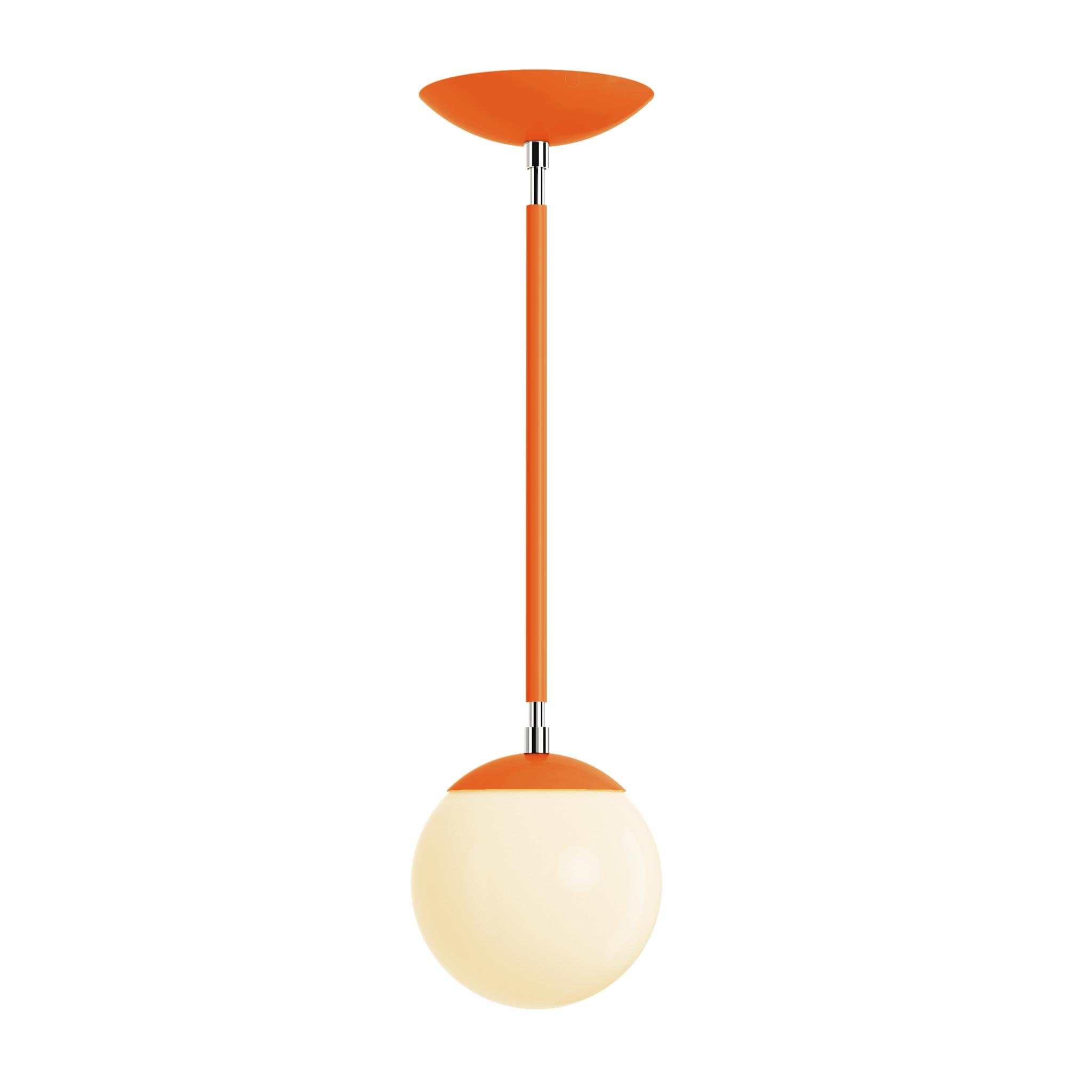 Polished nickel and orange color cap globe pendant 6" dutton brown lighting