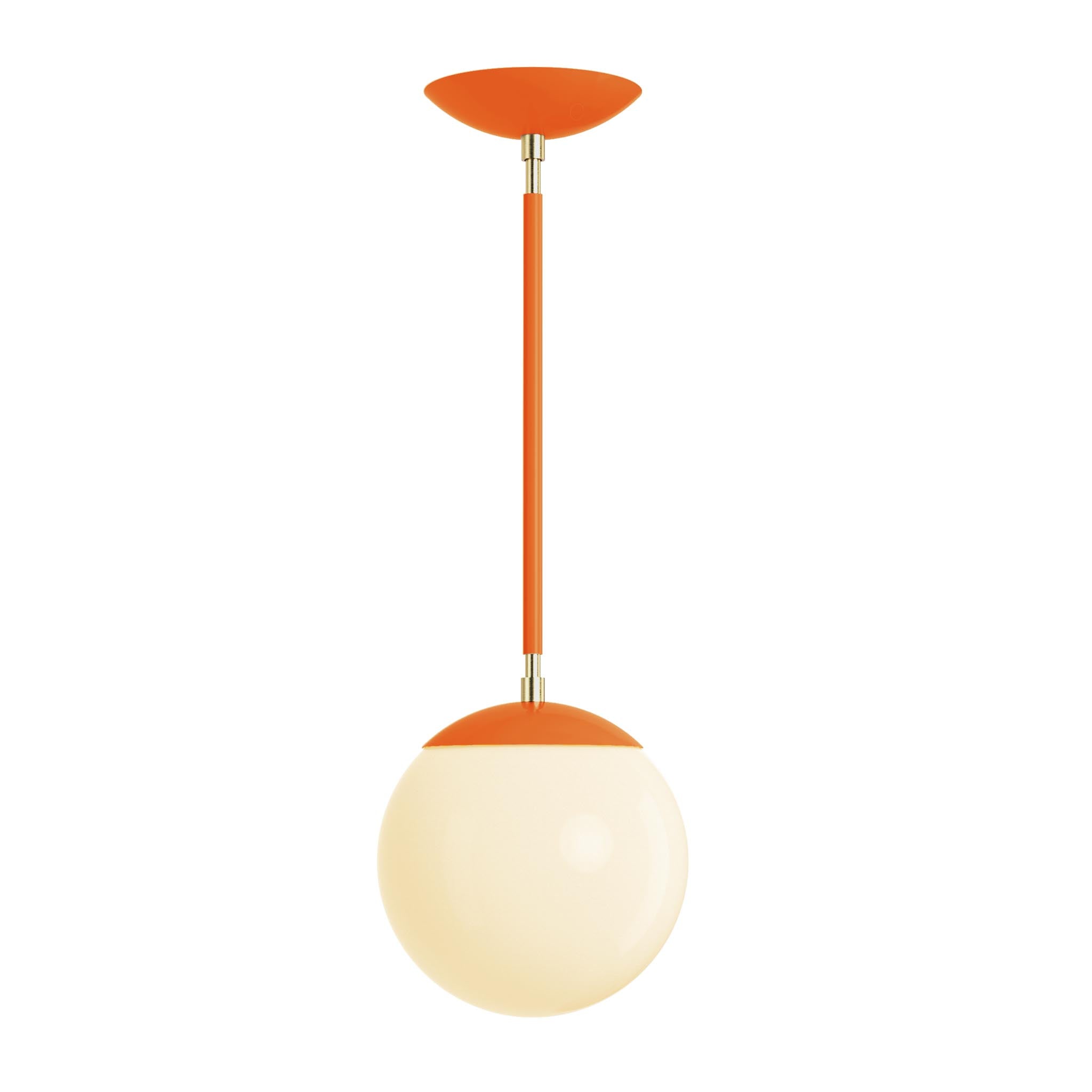 Brass and orange cap globe pendant 8" dutton brown lighting
