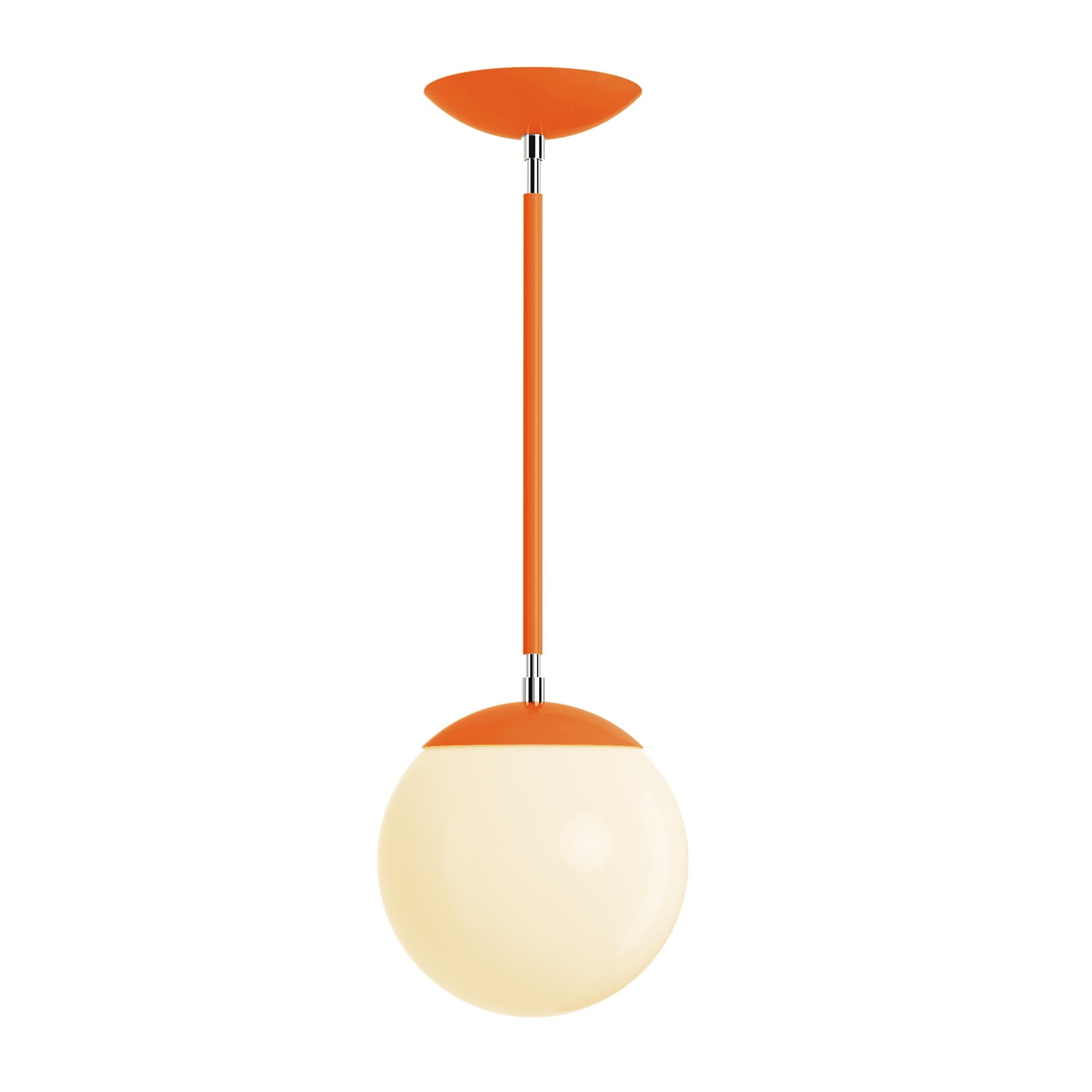Polished nickel and orange cap globe pendant 8" dutton brown lighting