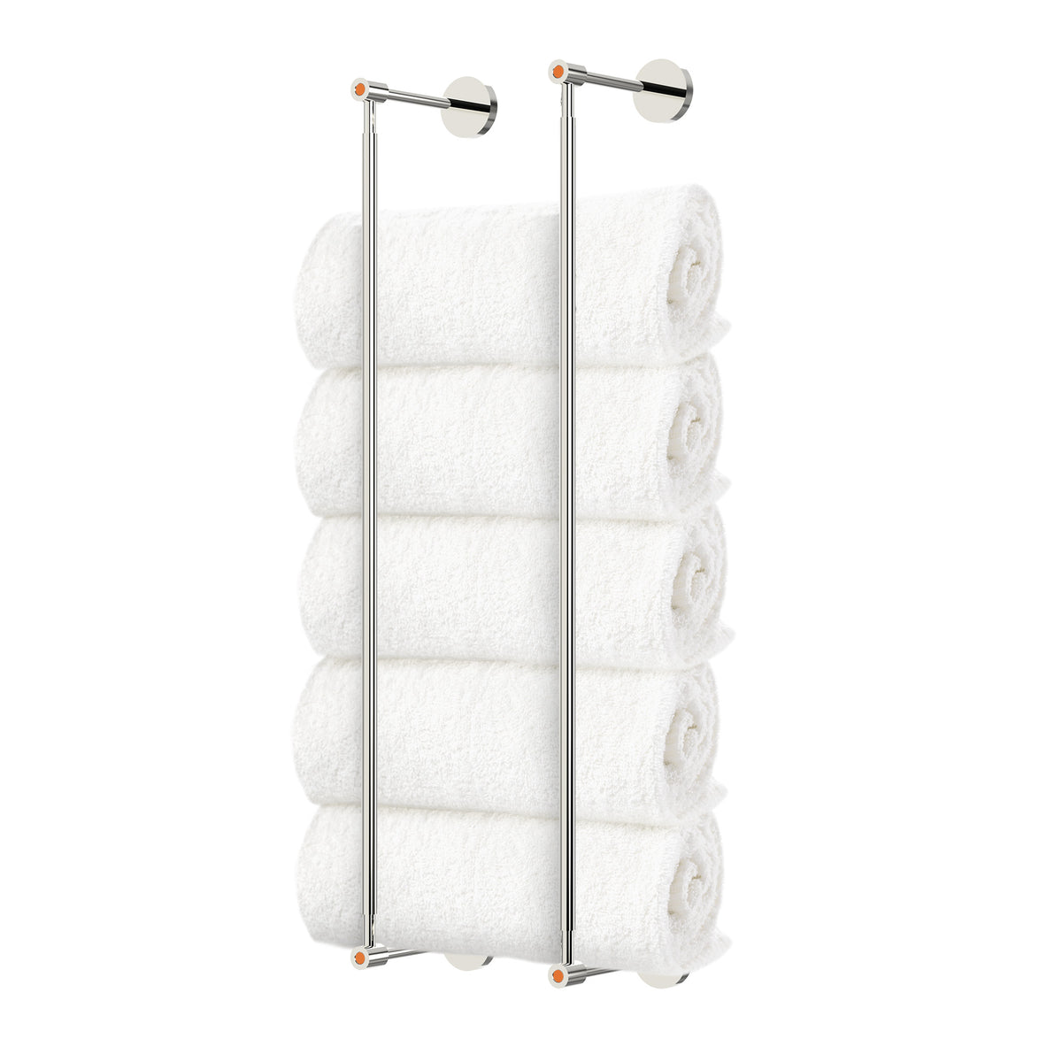 Nickel and orange head towel rack 24 inch dutton brown hardware
