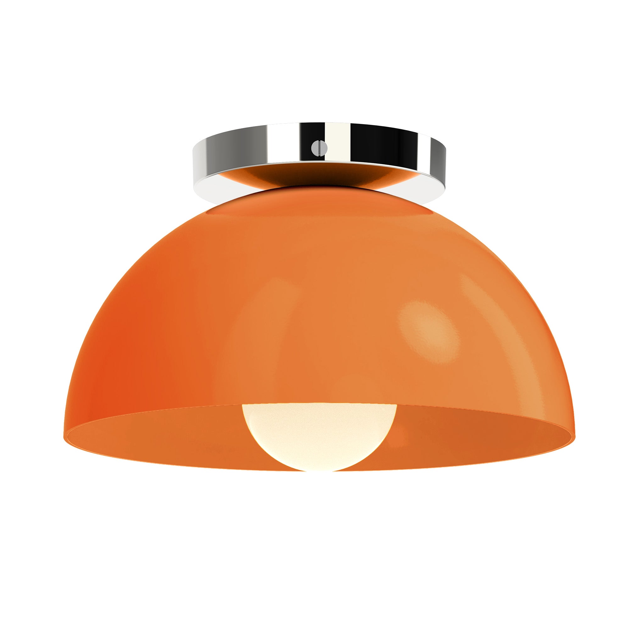 Nickel and orange color Hemi flush mount 10" Dutton Brown lighting