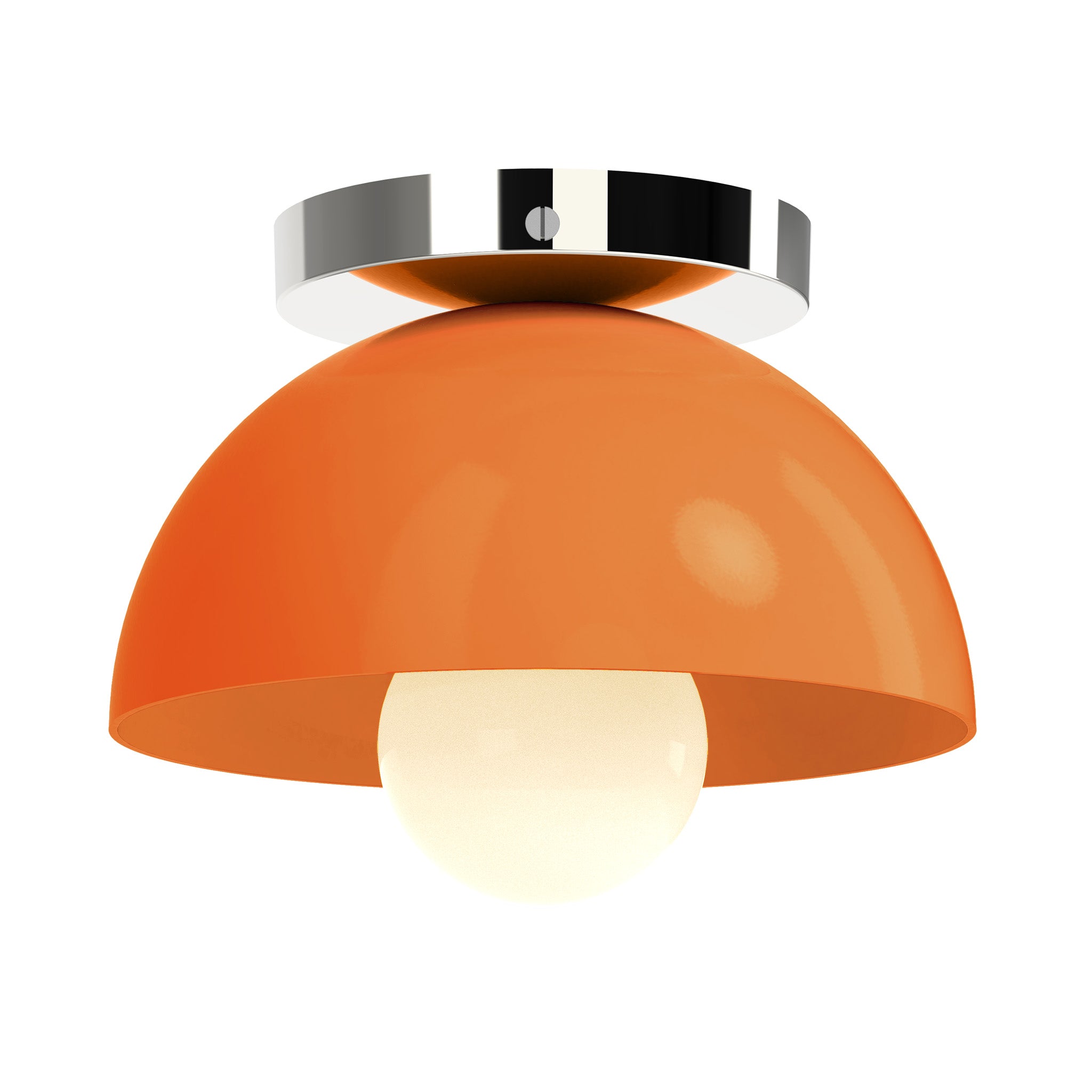 Nickel and orange color Hemi flush mount 8" Dutton Brown lighting