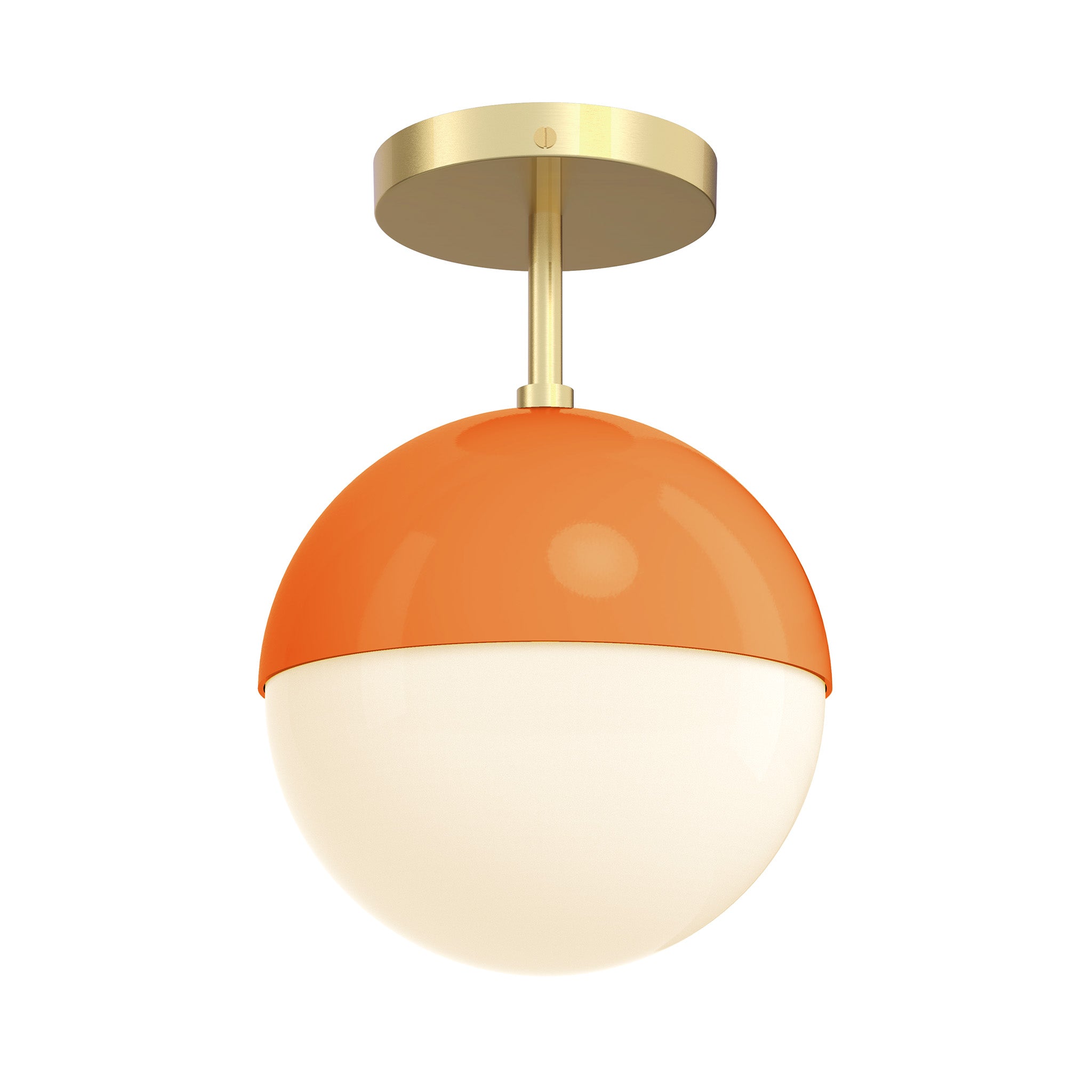 brass orange color lure flush mount 8" dutton brown lighting