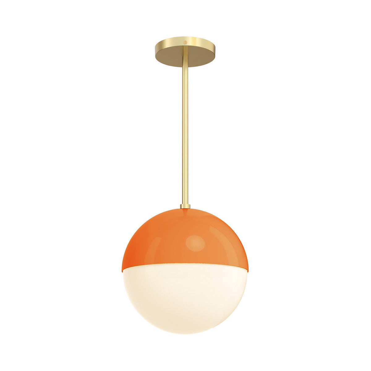 brass and orange lure globe pendant 10 inch dutton brown lighting