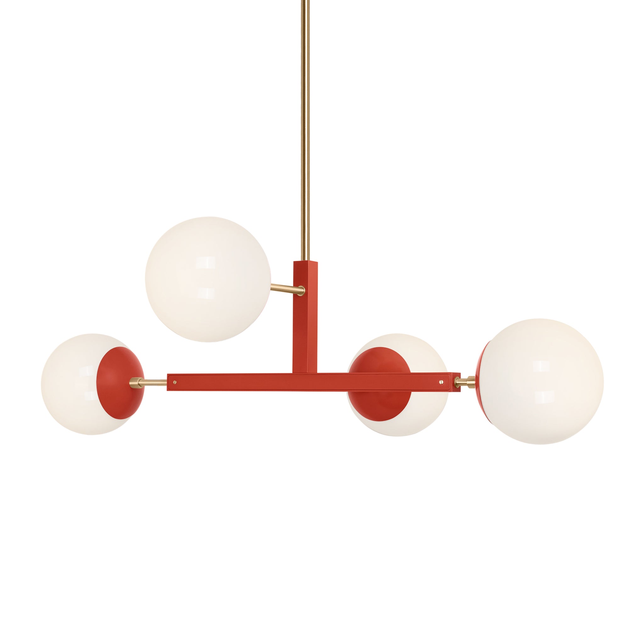 Brass and riding hood red color Status chandelier 35" Dutton Brown lighting