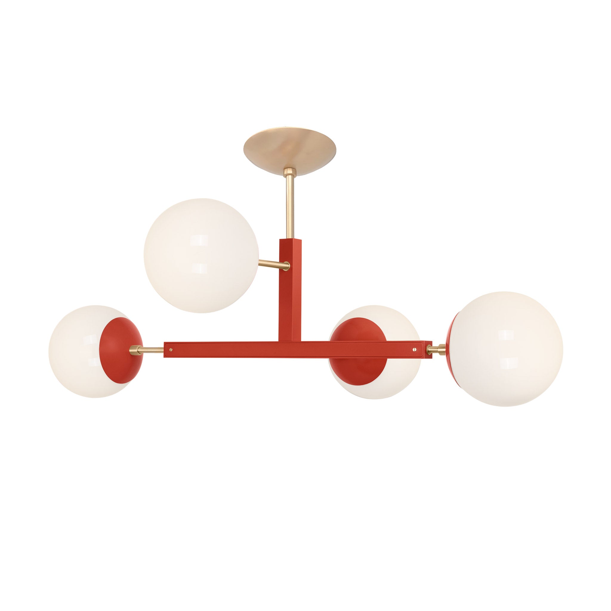 Brass and riding hood red color Status flush mount Dutton Brown lighting