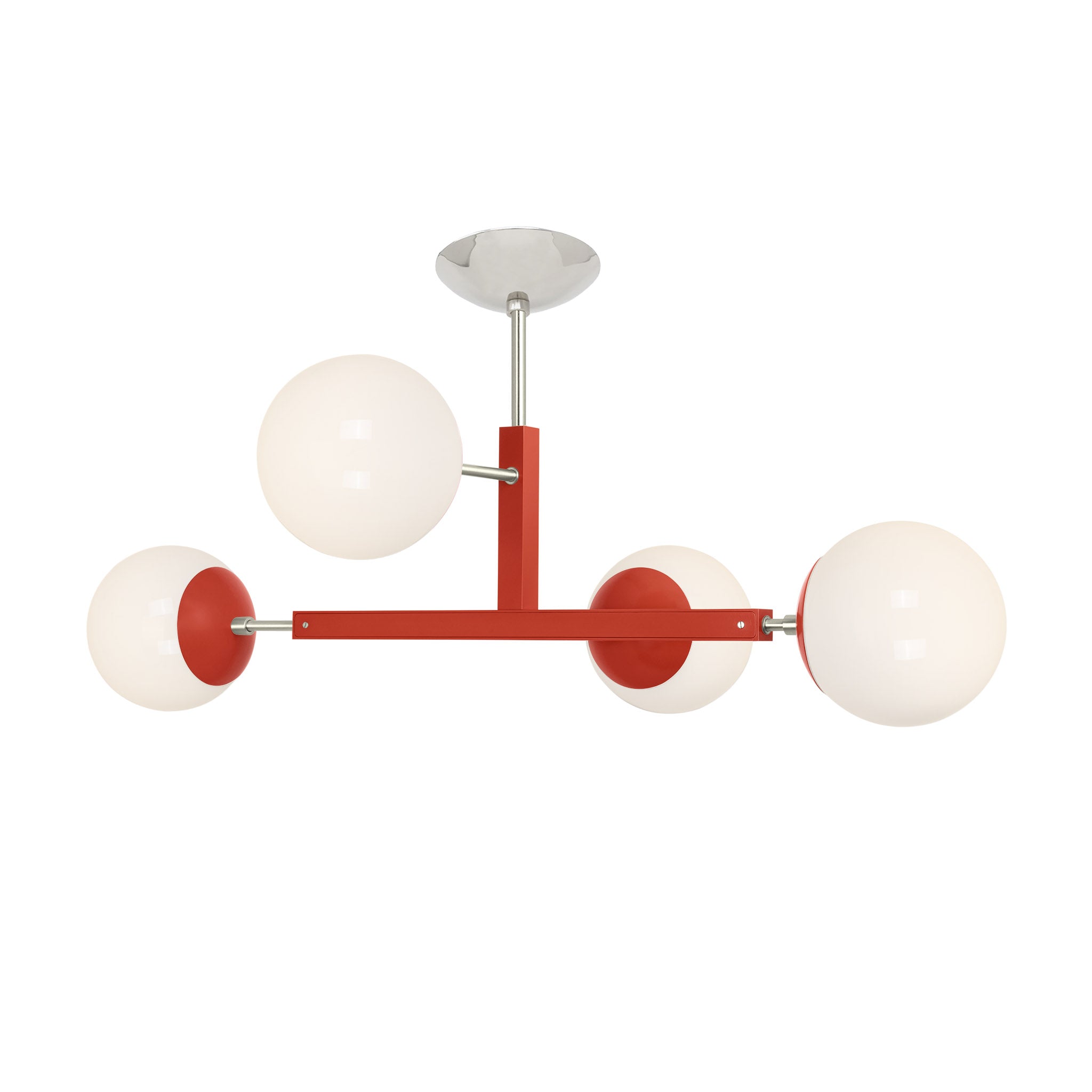 Nickel and riding hood red color Status flush mount Dutton Brown lighting