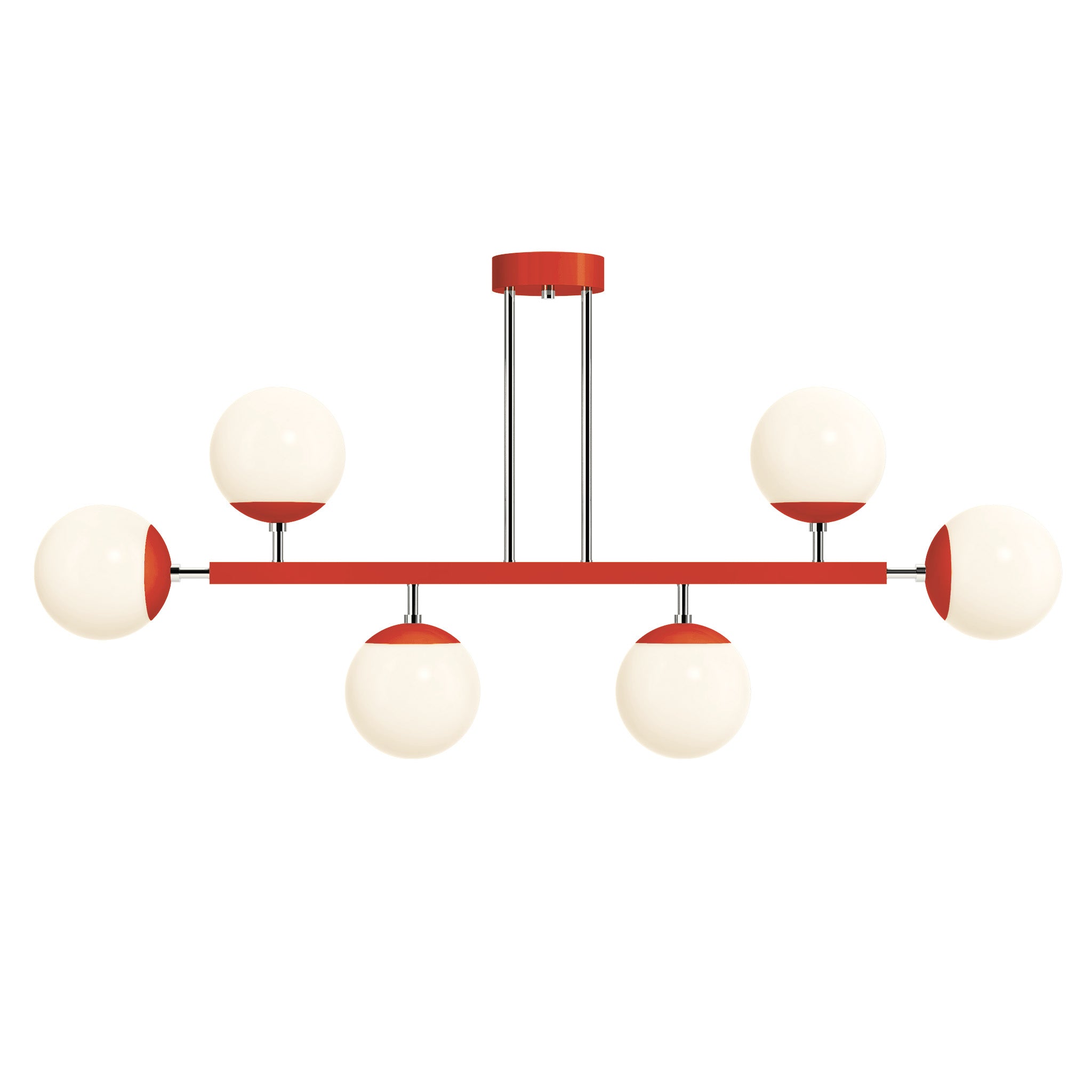 nickel and riding hood red Color Axia Globe Chandelier 46" Dutton Brown lighting