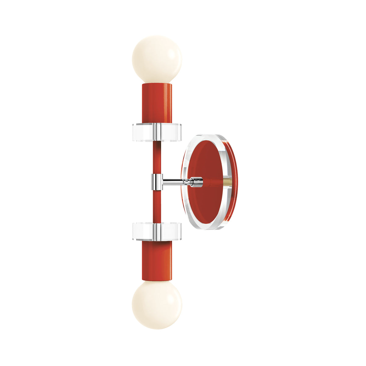 Nickel and Riding hood red Bianca Acrylic Wall Sconce 12" Dutton Brown Lighting