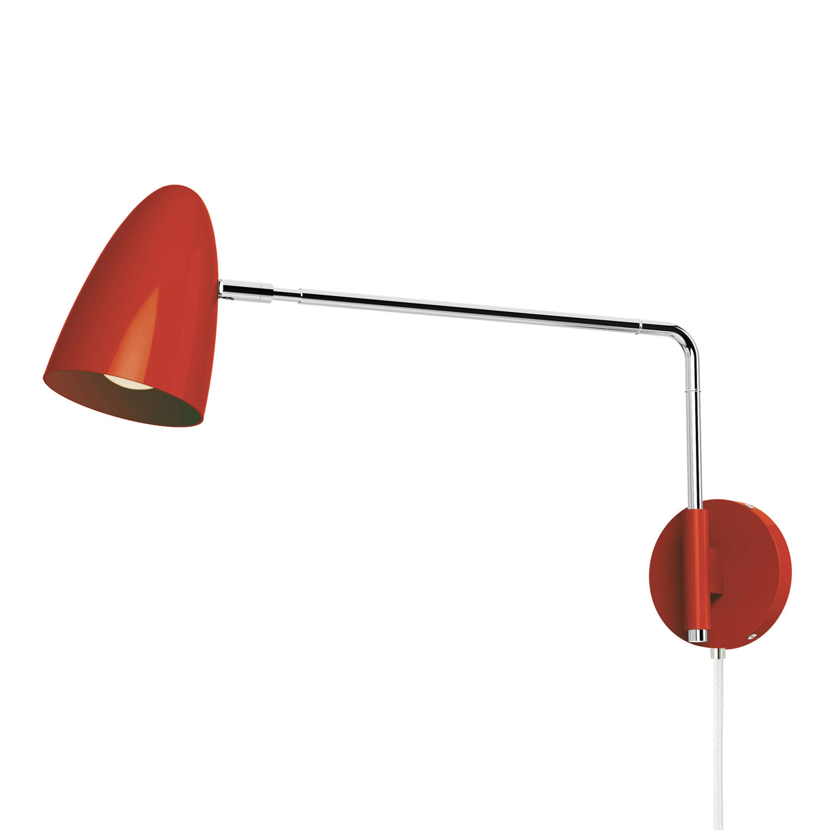 nickel riding hood red color boom swing arm plug-in sconce 17" arm dutton brown lighting