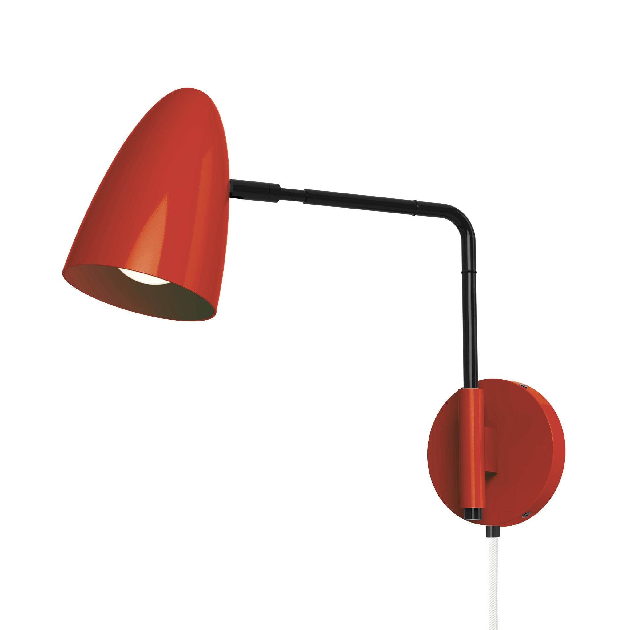 black riding hood red color boom swing arm plug-in sconce 9" arm dutton brown lighting