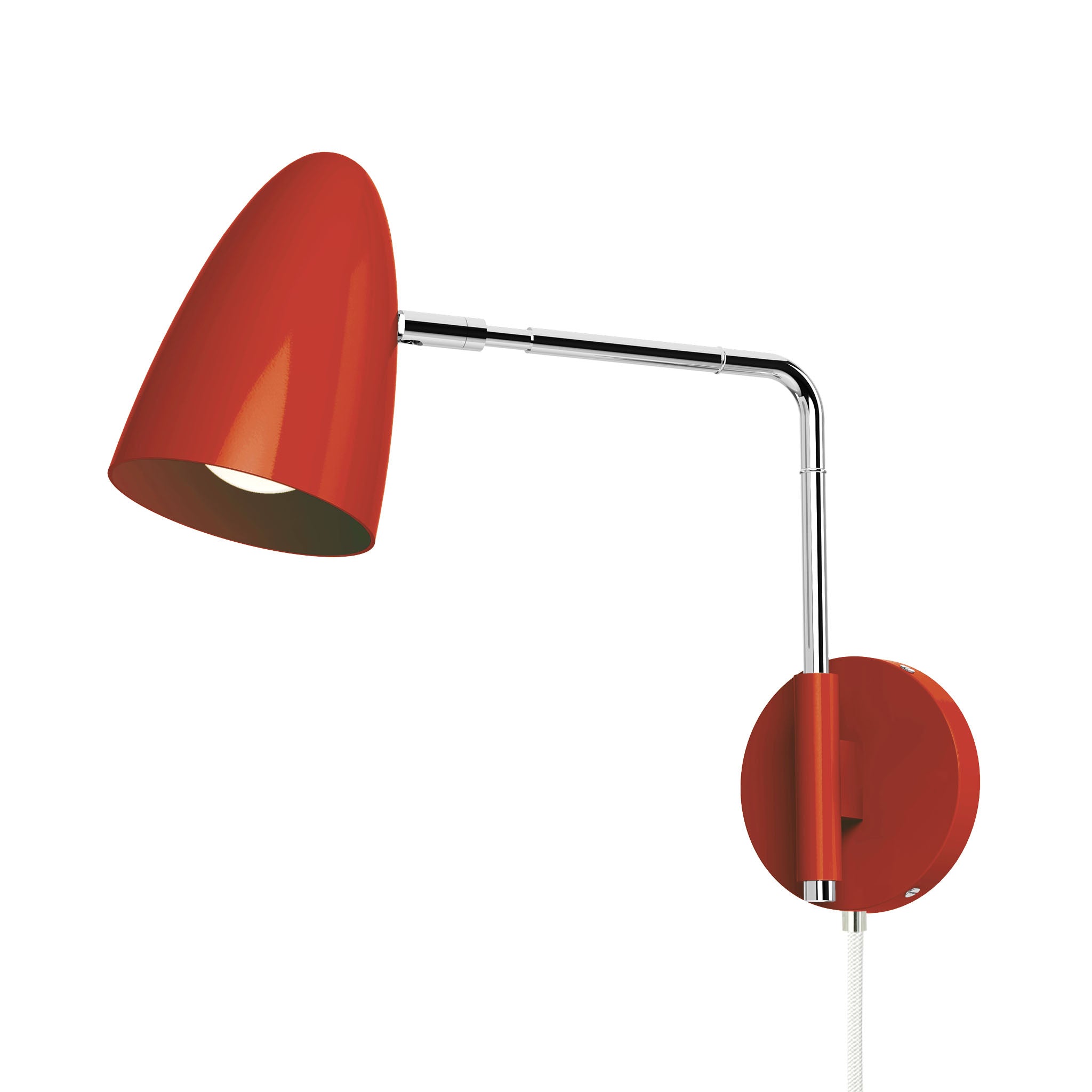 nickel riding hood red color boom swing arm plug-in sconce 9" arm dutton brown lighting