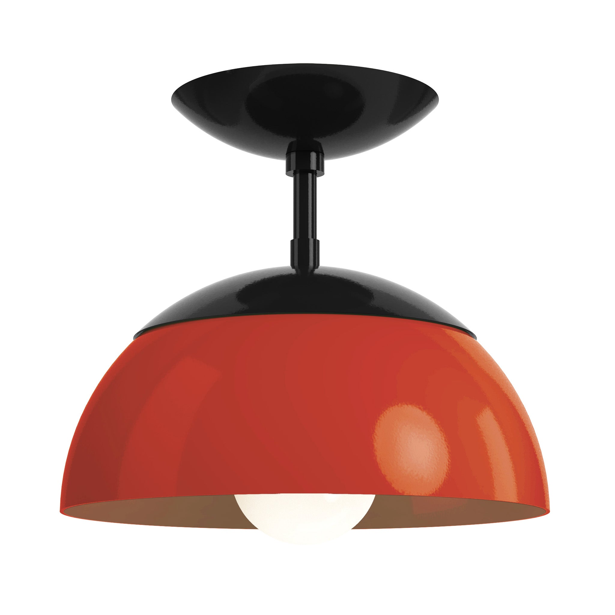black riding hood red color cadbury flush mount 10" dutton brown lighting